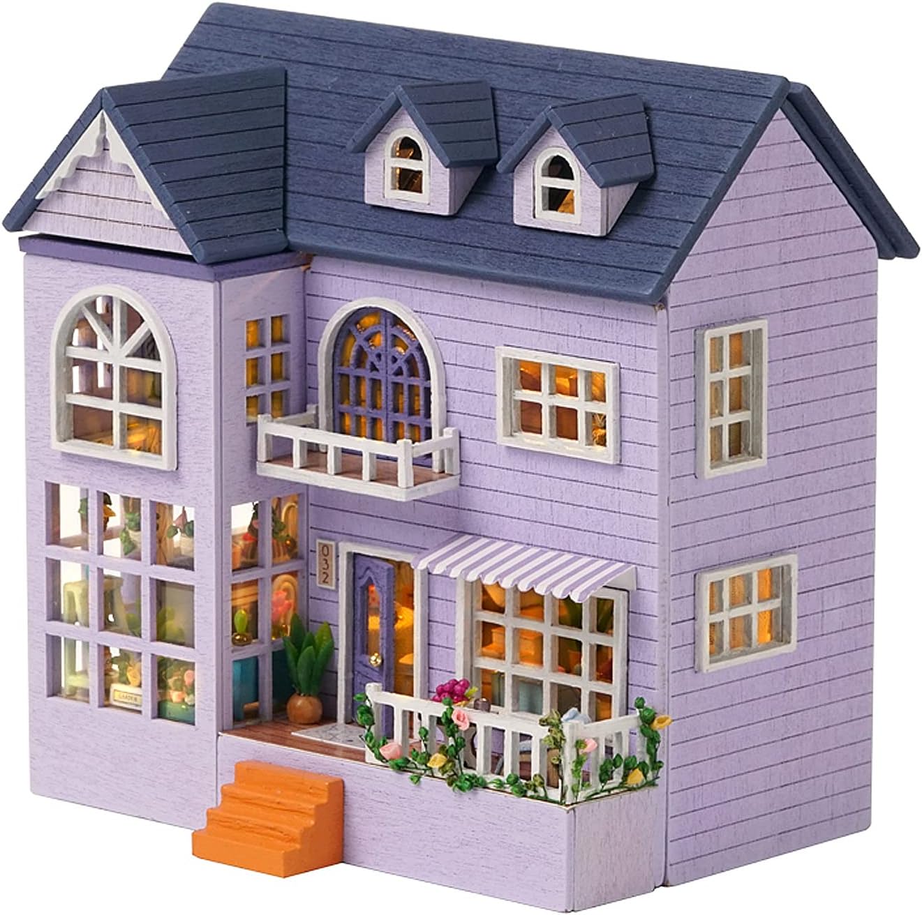 CUTEROOM Wooden Miniature House Kit - DIY Tiny House Making Kit with Furniture, Dollhouse Gift for Women and Girls (Romantic Castle)