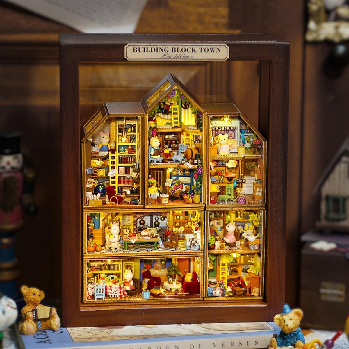 DIY Miniature House Kit, CUTEROOM Mini House Kit for Adult to Build, Wooden Dollhouse Making Kit with Furniture, Christmas Birthday Gifts