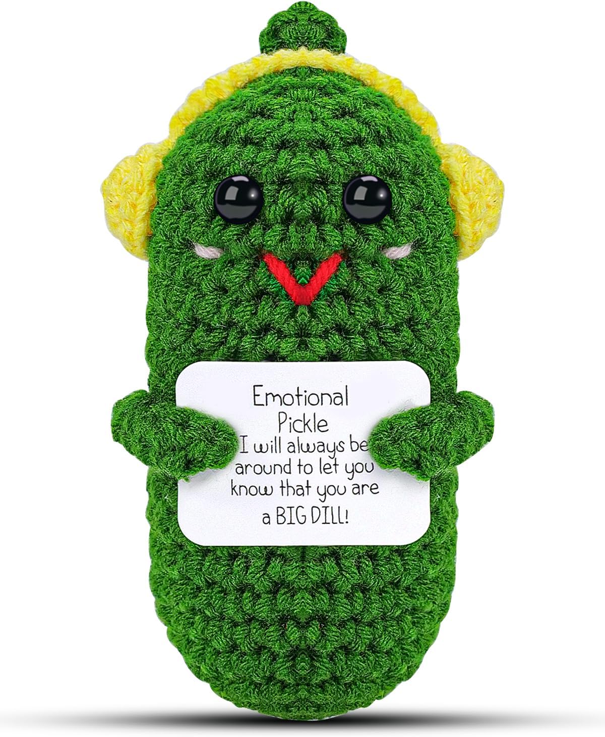 Hoedia Emotional Pickle Small Mother’s Day Easter Gifts for Women Men Her Him, Crochet Cucumber Cute Funny Inspirational Support Stuffers College Office Friend Birthday Basket Filler Decorations