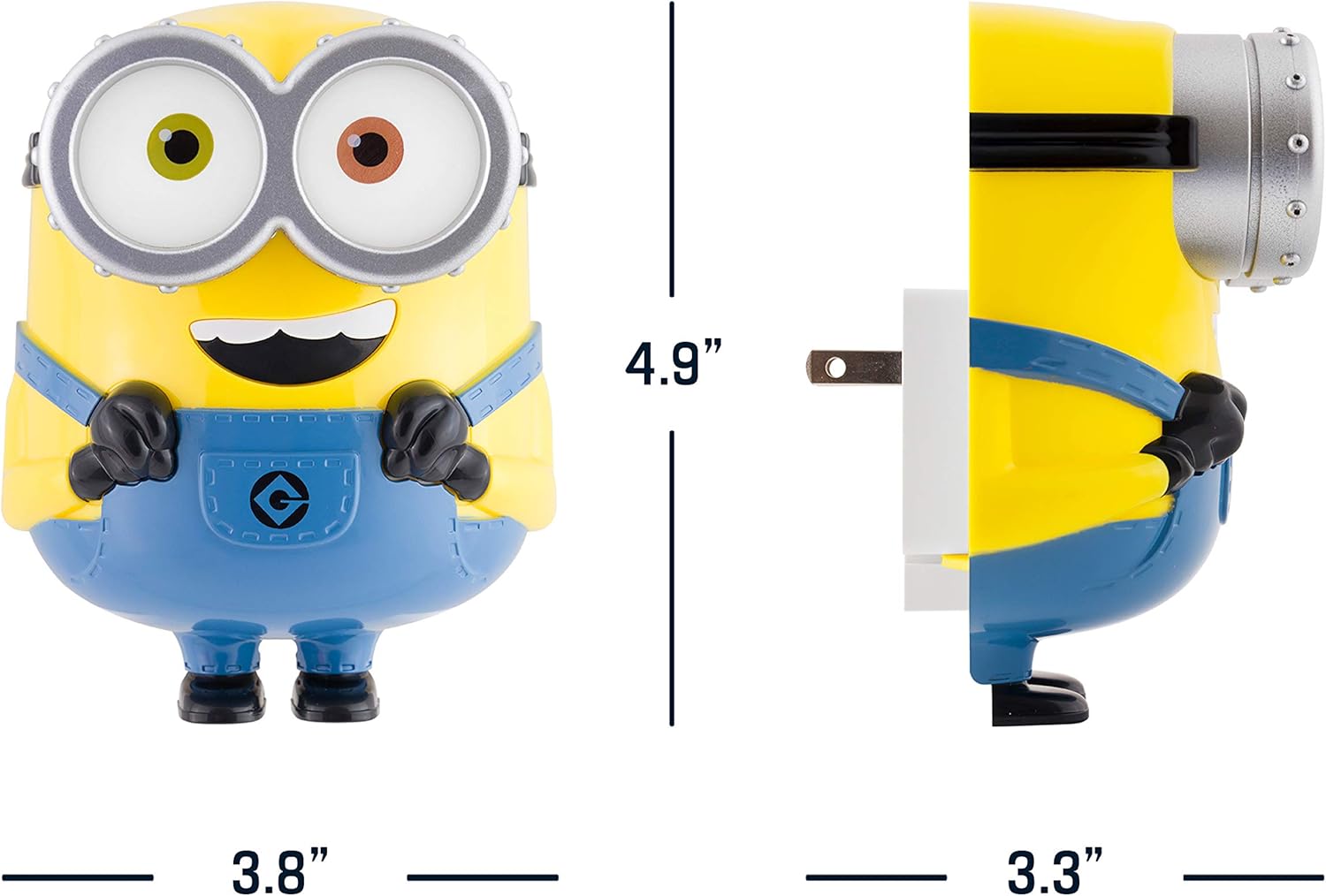 Minions: The Rise of Gru LED Night Light, Plug-in, Dusk to Dawn, UL-Listed, Yellow Glow, Despicable Me, Bob, Ideal for Kids Bedroom, Nursery, Bathroom, 43742