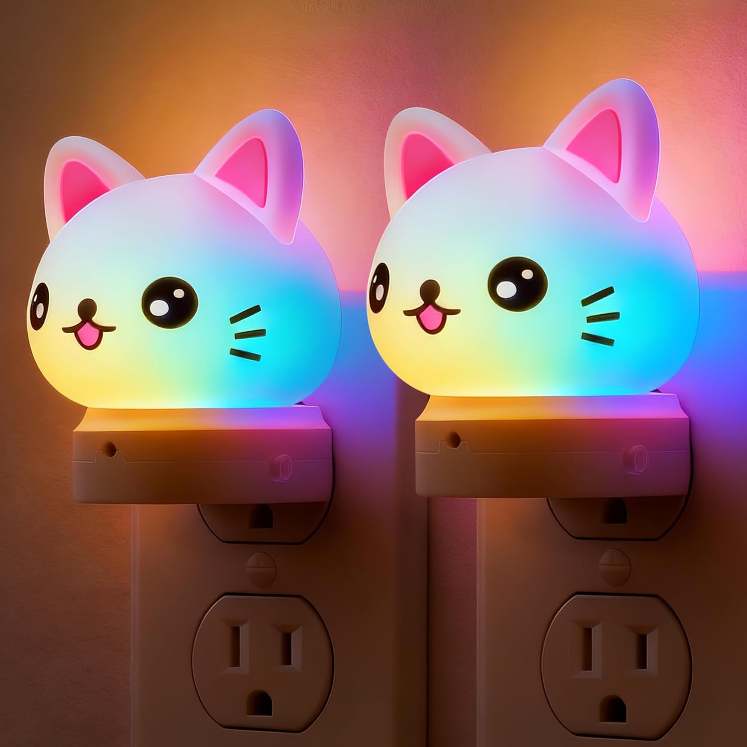 L LOHAS LED Plug in Night Light for Kids, 3D Cute Puppy Night Lights with Dusk to Dawn Sensor, RGB+Soft White 3000K Dog Night Light, Christmas Birthday Gift Nightlight for Kids, Room Decor