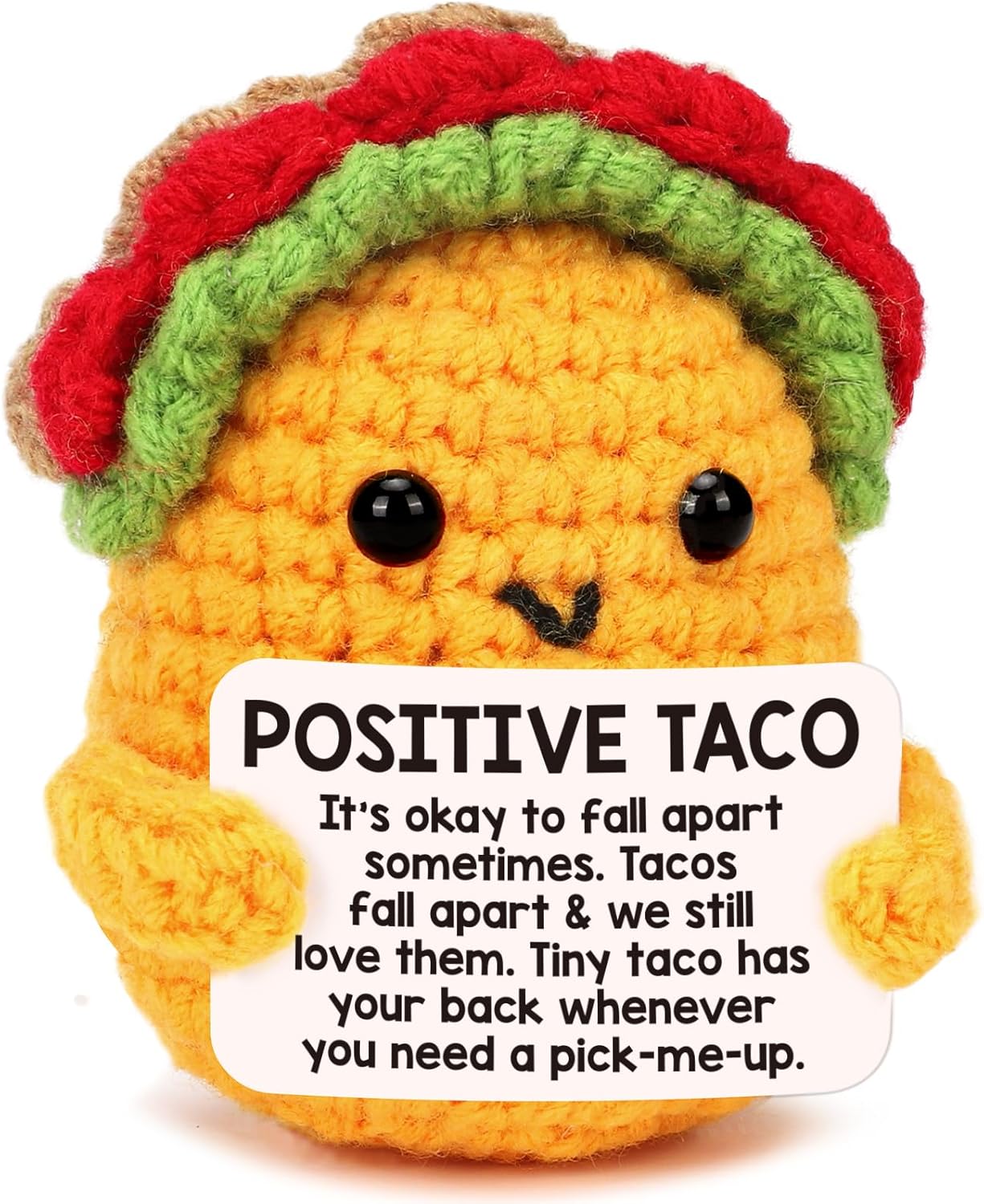 Positive Crochet Taco Birthday Gifts for Women Men Valentines Decor Easter Basket Stuffers Essentials Gift Kids Son Mom Dad Daughter Sister Friend Coworkers Self Care Emotional Inspirational Support