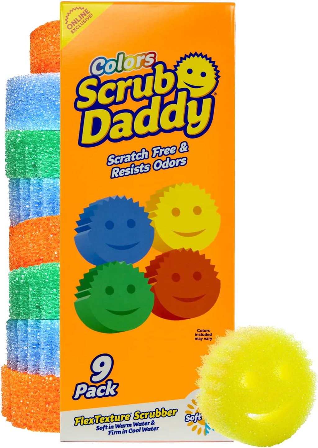 Scrub Daddy Color Sponges - Scratch-Free Multipurpose Dish Sponges for Kitchen, Bathroom & Household Cleaning - Made with BPA-Free Polymer Foam (3 Count)