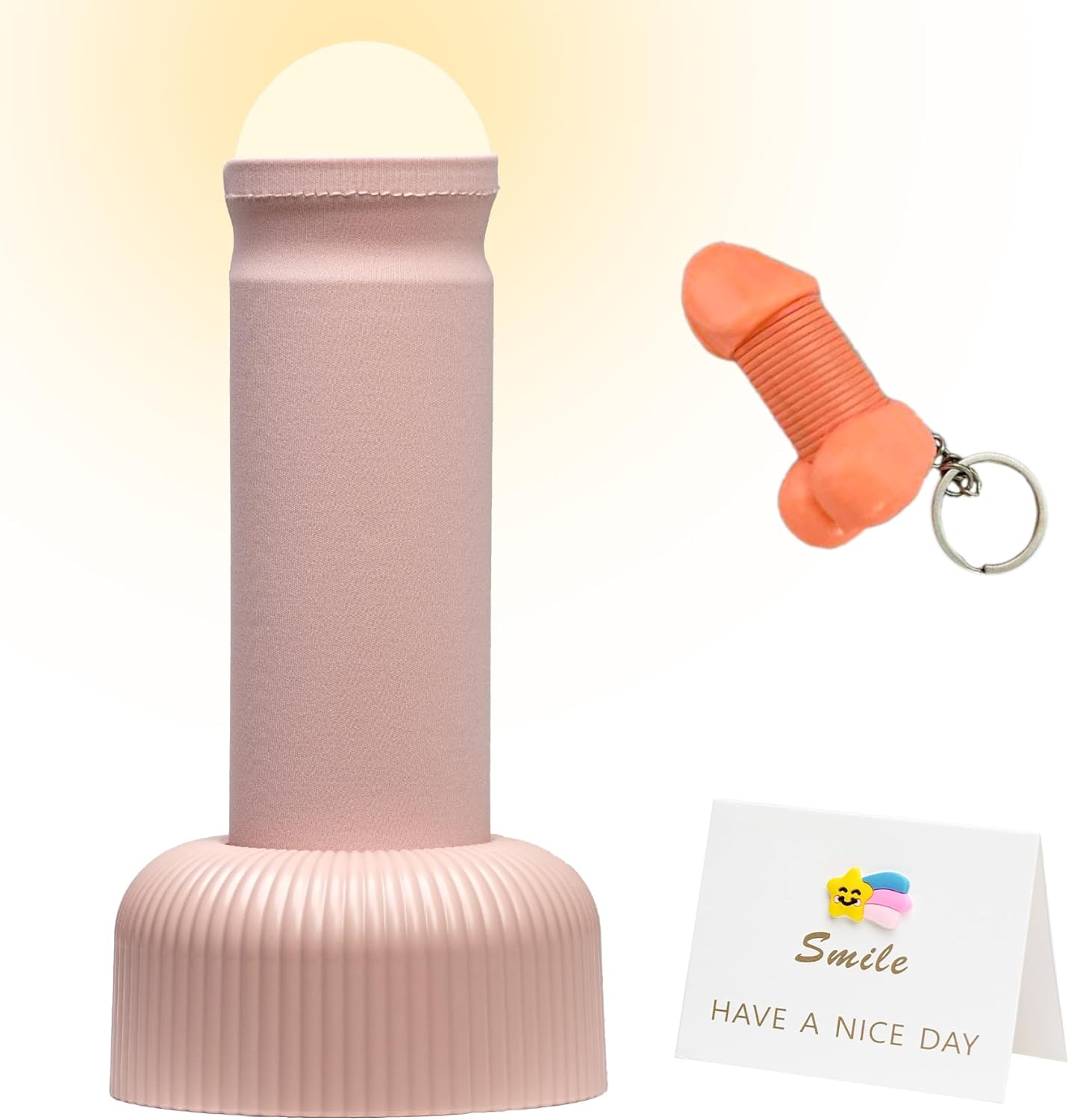 Funny Night Light, Adult Gag Gift, Rechargeable Creative Column LED Lamp, Bedside Lamp for Bedroom, Weird Nightlight, Prank Decoration, Party Humor, Birthday White Elephant(Pink)