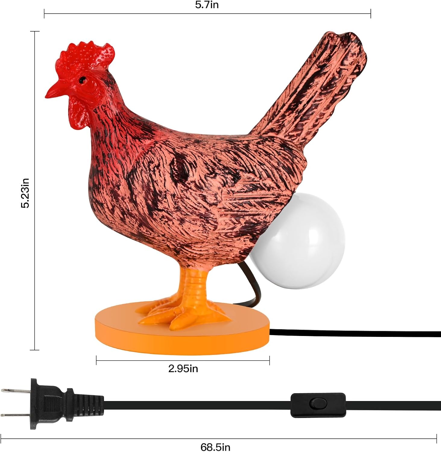 Chicken Egg Lamp, Funny Chicken Butt Night Light with Egg, Lifelike Rooster Lamp with Bulb, 3D Chicken Lights for Easter, Christmas, Birthdays Various Festivals Gift - Yellow