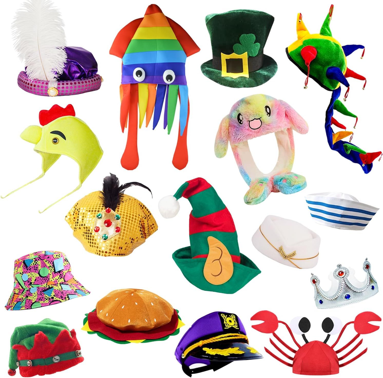 12 Assorted Funny Hats Crazy Party Hat for Adult Teen, Photo Booth Props Dress Up Costume Accessories