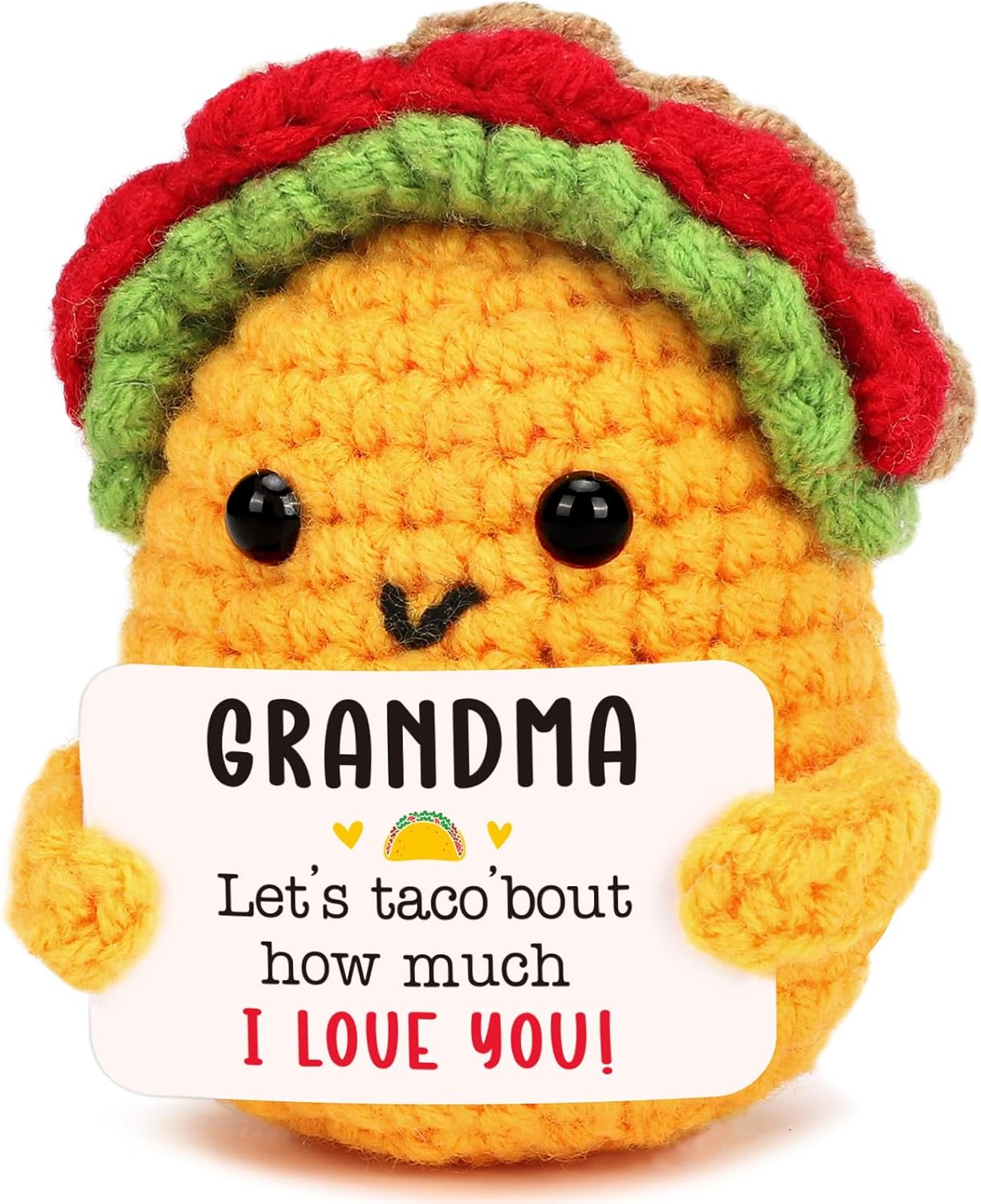 Mini Emotional Taco Support 21st 30th 40th Birthday Gifts for Women Men Easter Basket Stuffers Essentials Teen Boys Girls Friend Sister Mom Dad Coworker Inspirational Self Care Positive Crochet Animal