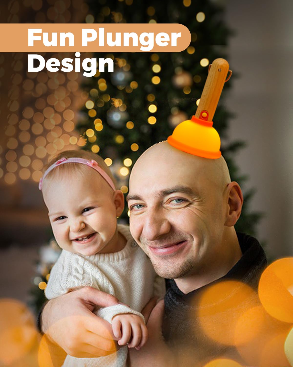 Amaredom Plunger Night Light, Cute Plunger Lamp, Wooden Bar Silicone Funny Nightlight, Rechargeable LED Funny Flashlight with 30 Minutes Timer & One Button Control, Bedroom, Washroom, Living Room