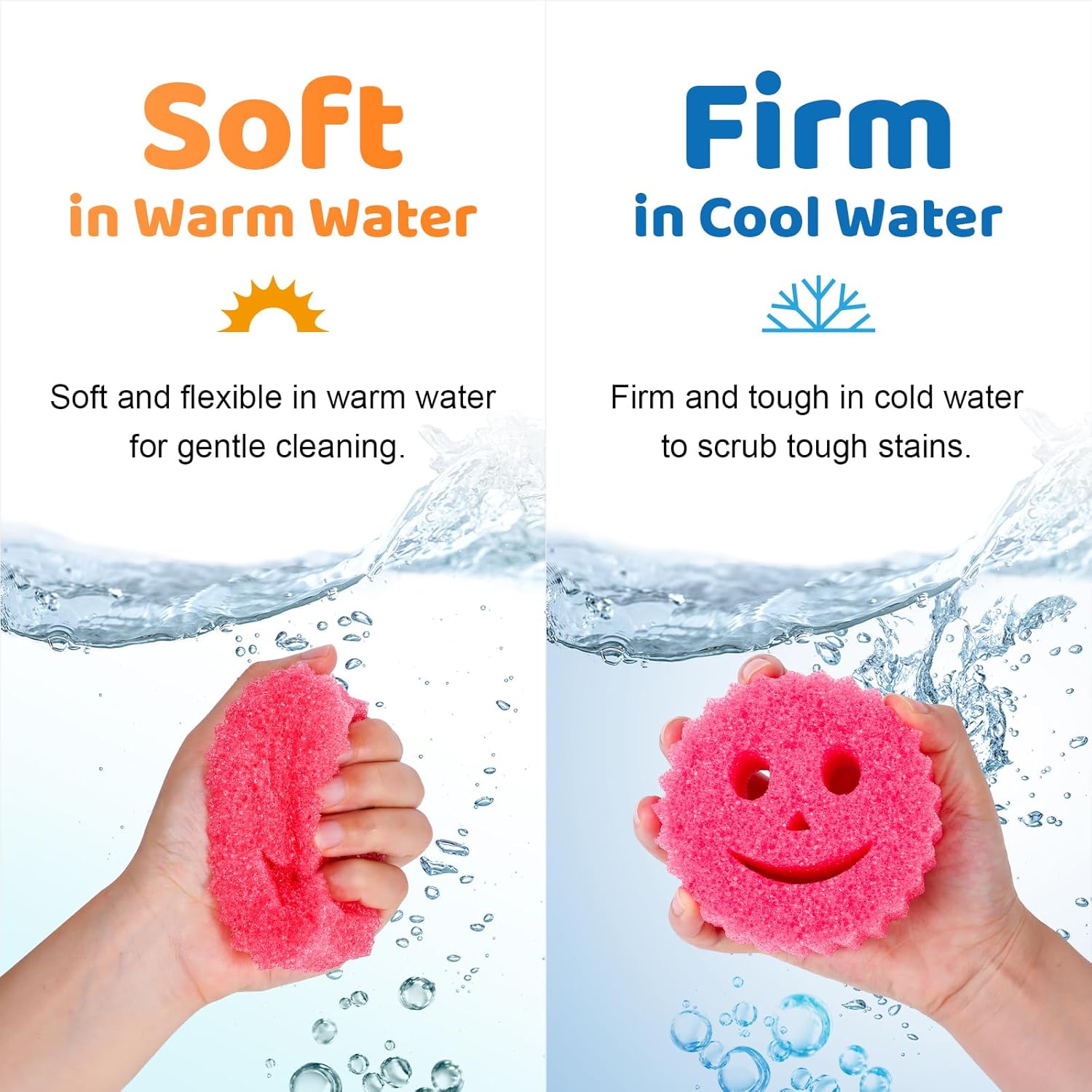12 Colorful Smile Scrub Sponges, Temperature Controlled Dish Sponge, Bulk Kitchen Sponges for Cleaning, Multi Functional Cleaning Sponge for Kitchen, Bathroom, Floor