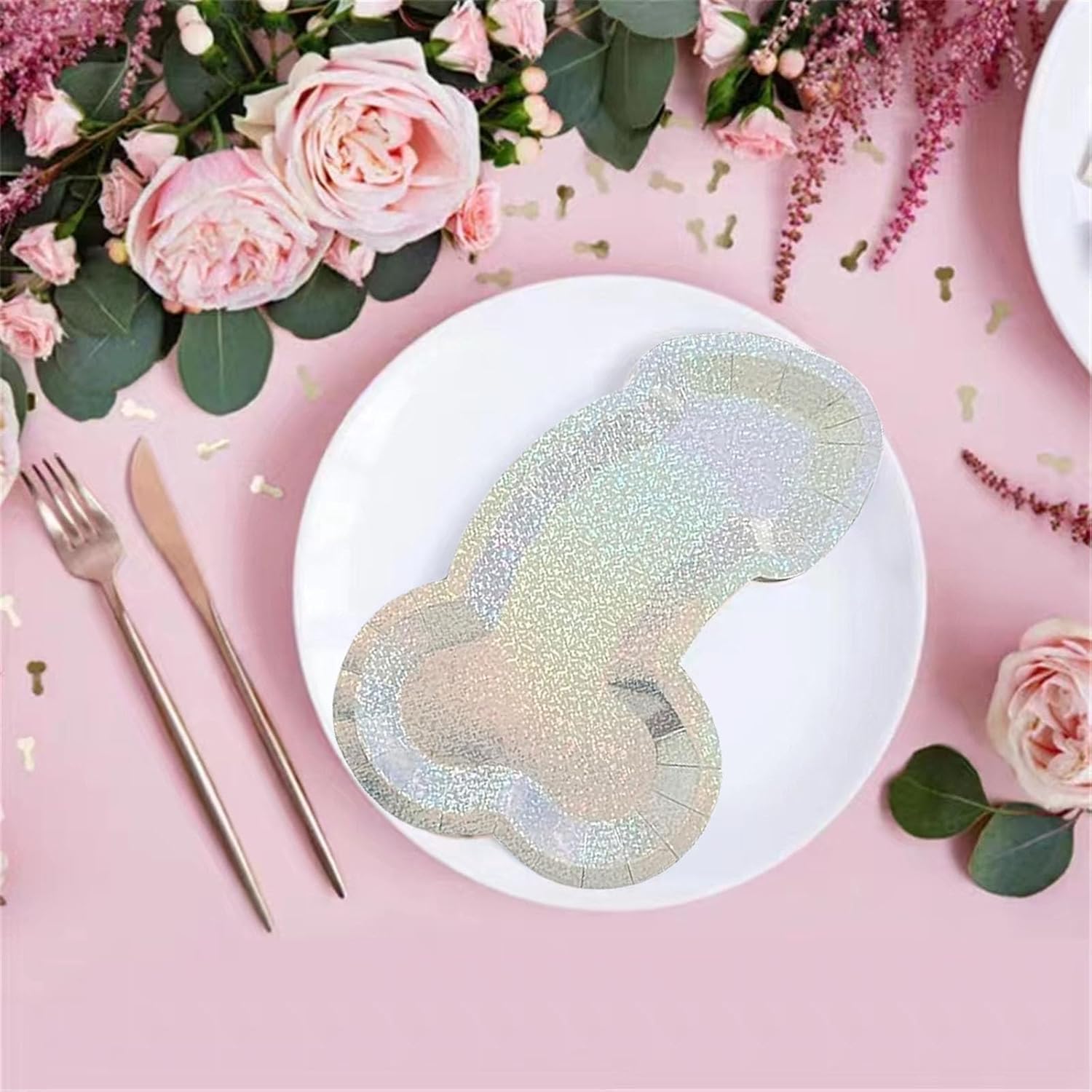 10 PCS Silvery Disposable Party Plates Funny Paper Plates Set Glitter Bachelorette Party Favors Decorations Bridal Showers Bride To Be Supplies Bachelorette Party Gift Decoration Supplies
