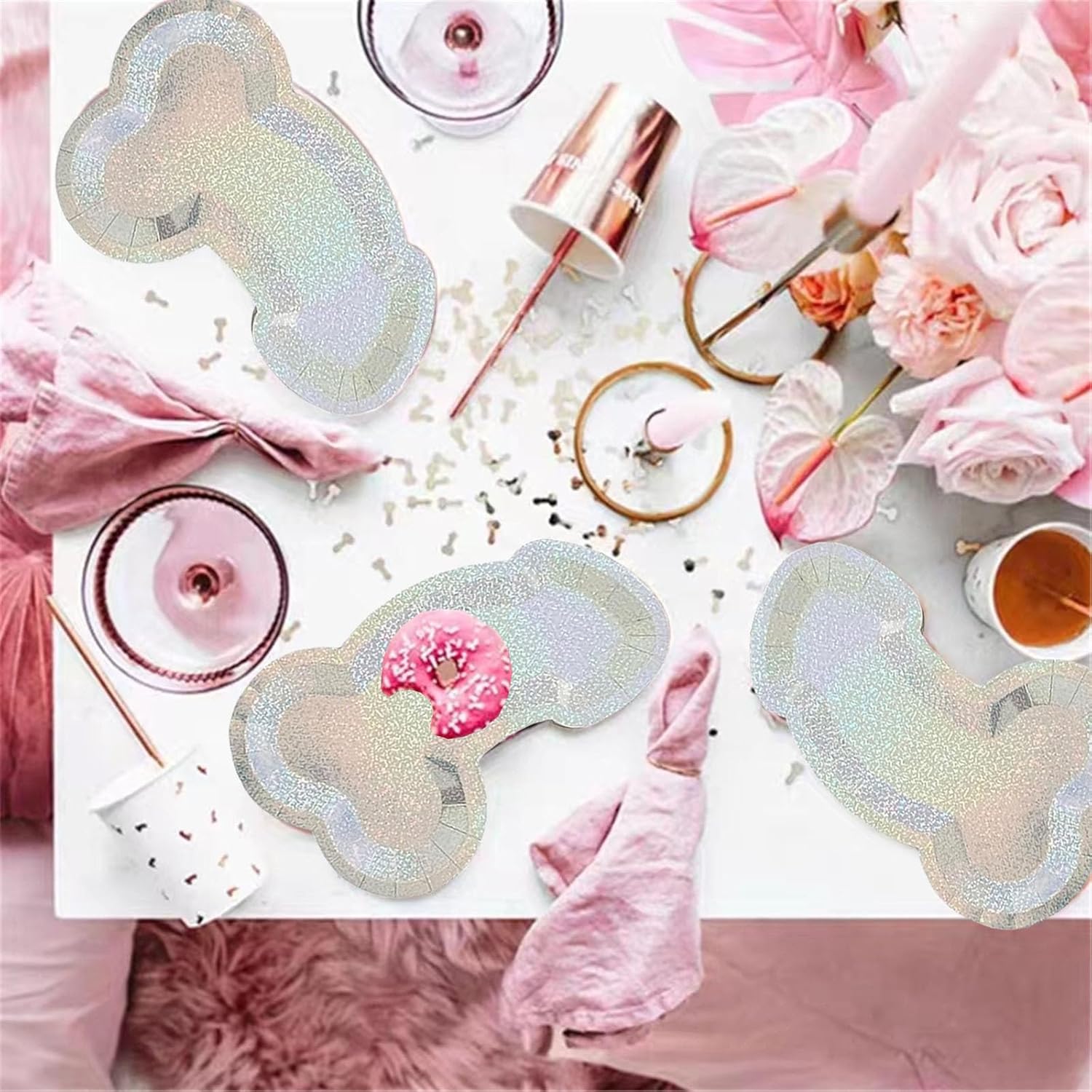 10 PCS Silvery Disposable Party Plates Funny Paper Plates Set Glitter Bachelorette Party Favors Decorations Bridal Showers Bride To Be Supplies Bachelorette Party Gift Decoration Supplies