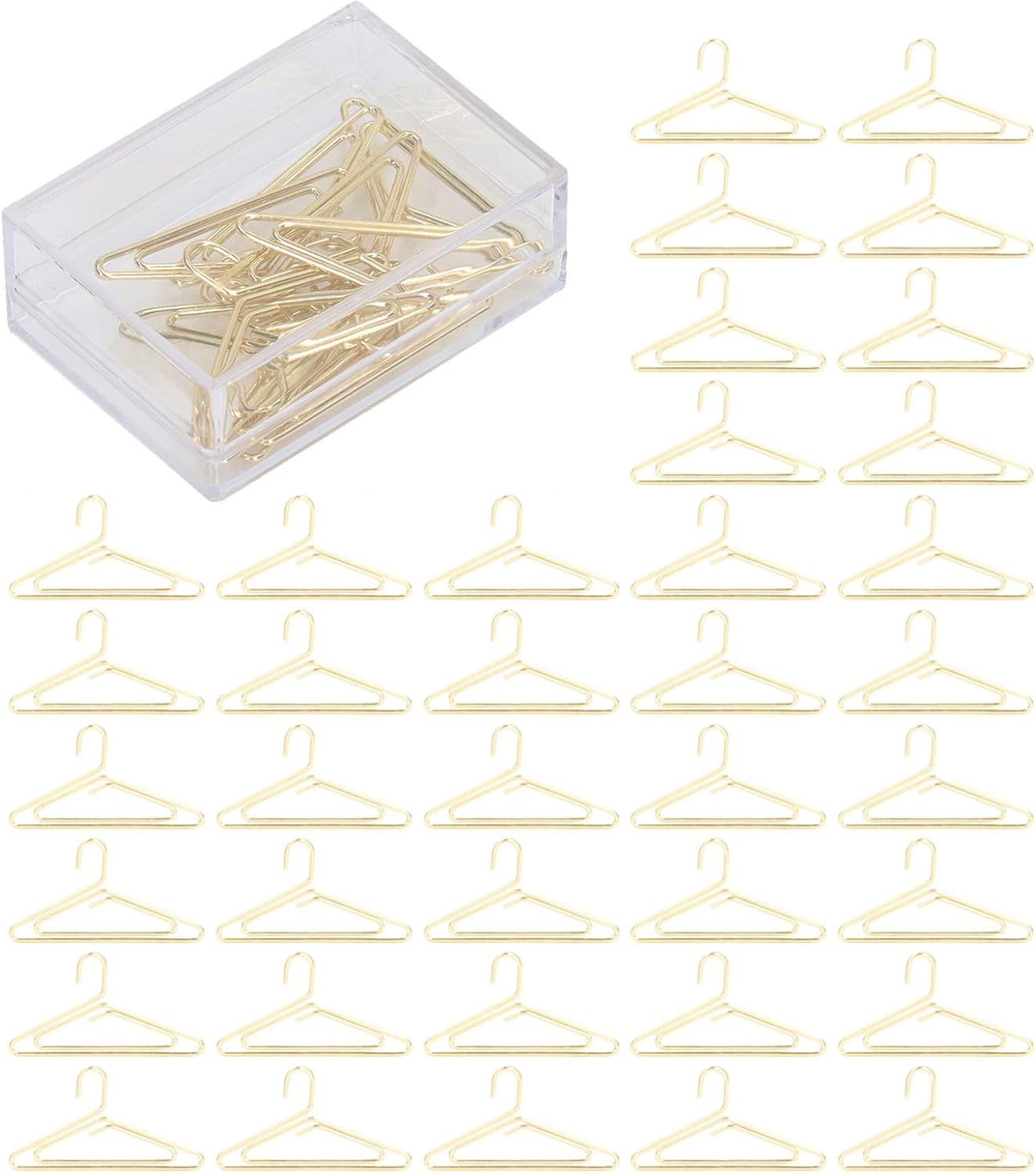 100Pcs Hanger Shape Paper Clips, Gold Metal Paperclips, Funny Paperclips, Electroplated Nonslip Paperclips for Office School (Clothes Rack)