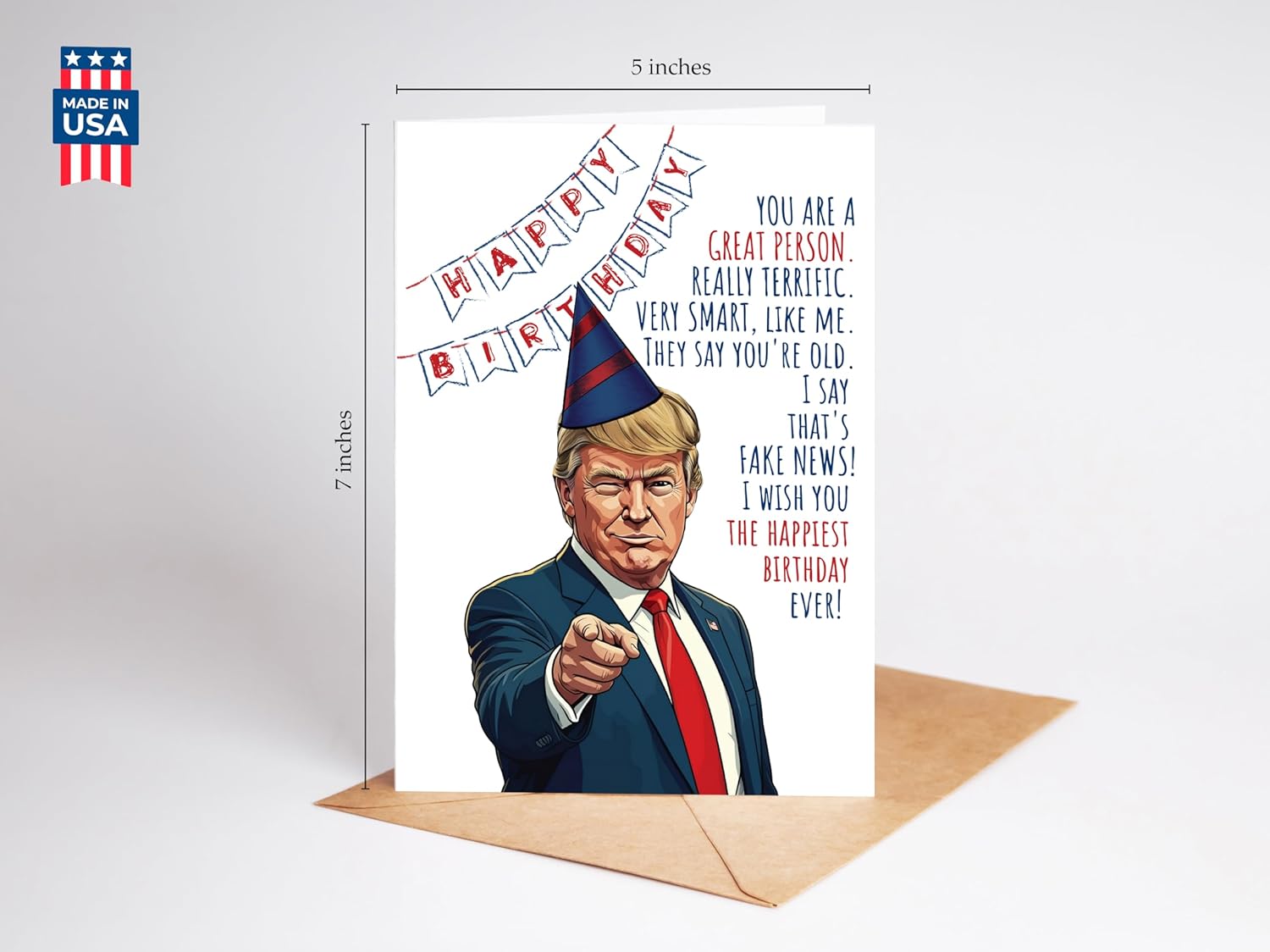 Funny Trump Birthday Card for Women Men - Humorous Donald Trump Gift Ideas for Him Her - Great for 30th, 40th, 50th, 60th Birthday Gifts for Mom Dad Best Friends - Bday Card for Best Friend Coworker