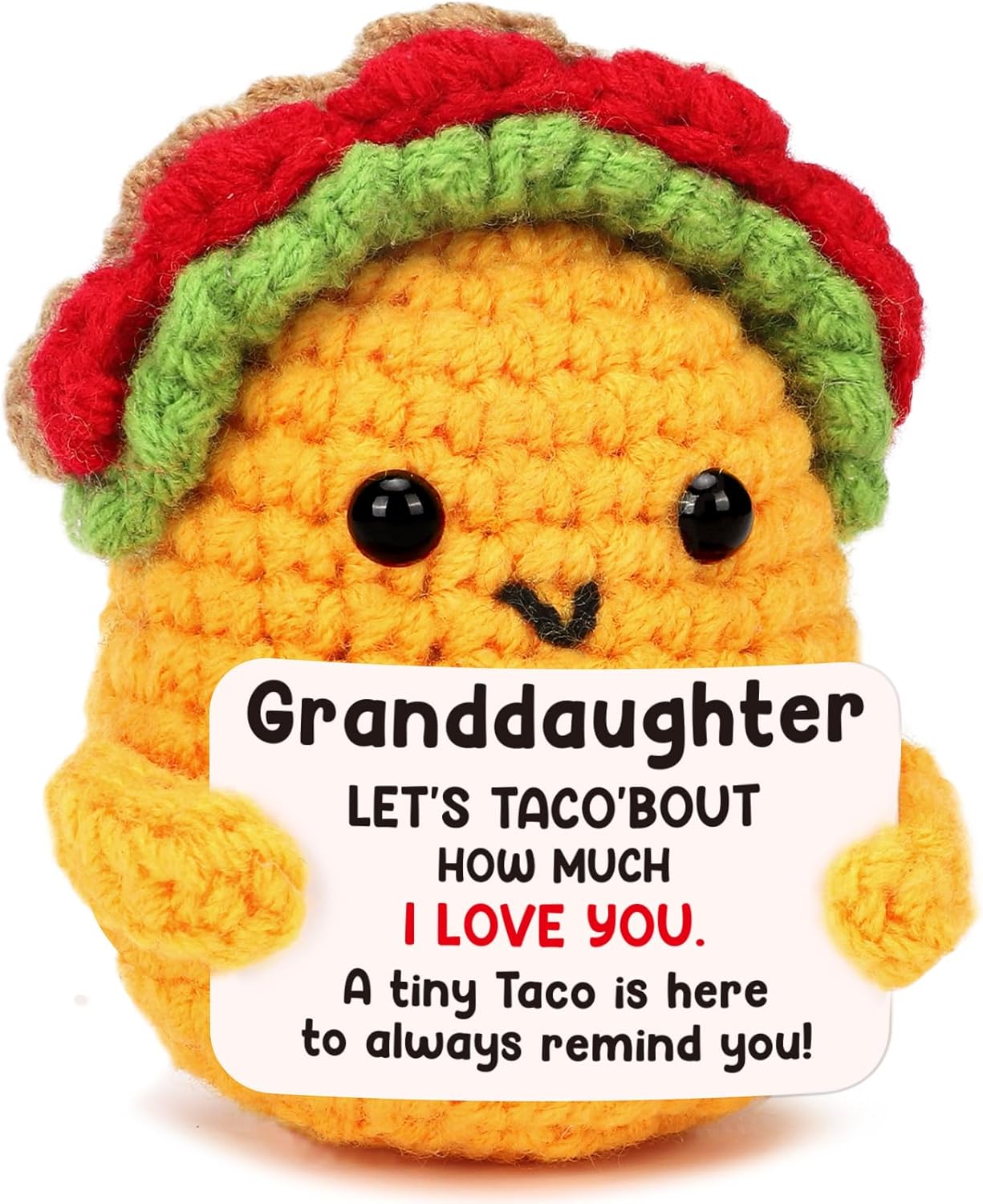 Positive Crochet Taco Birthday Gifts for Women Men Valentines Decor Easter Basket Stuffers Essentials Gift Kids Son Mom Dad Daughter Sister Friend Coworkers Self Care Emotional Inspirational Support