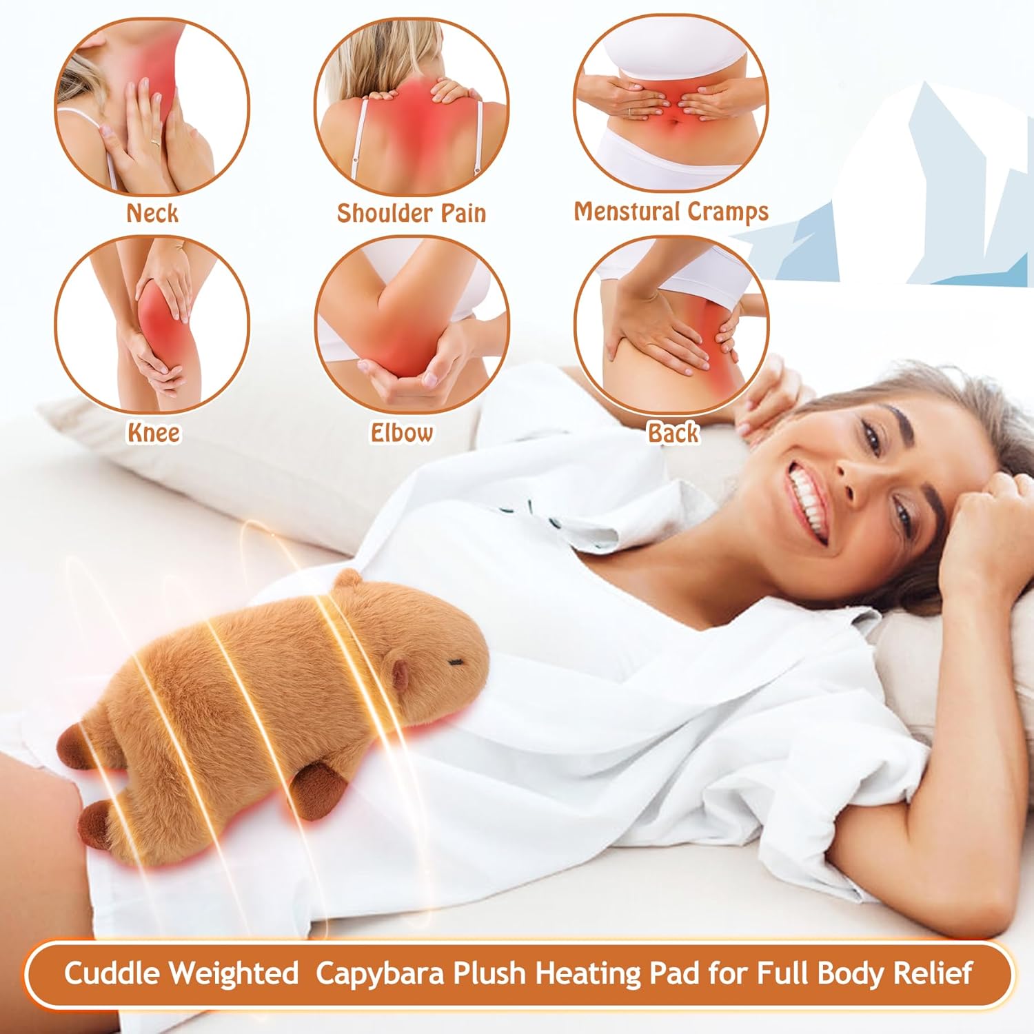 1.8lb Capybara Microwavable Heating Pad-14'' Cuddly Capybara Heating Pads for Cramps &Period Pain Relief for Women,Heatable & Coolable Stuffed Animals Bedtime Birthday Gift for Women Kids