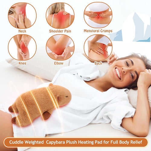 1.8lb Capybara Microwavable Heating Pad-14'' Cuddly Capybara Heating Pads for Cramps &Period Pain Relief for Women,Heatable & Coolable Stuffed Animals Bedtime Birthday Gift for Women Kids