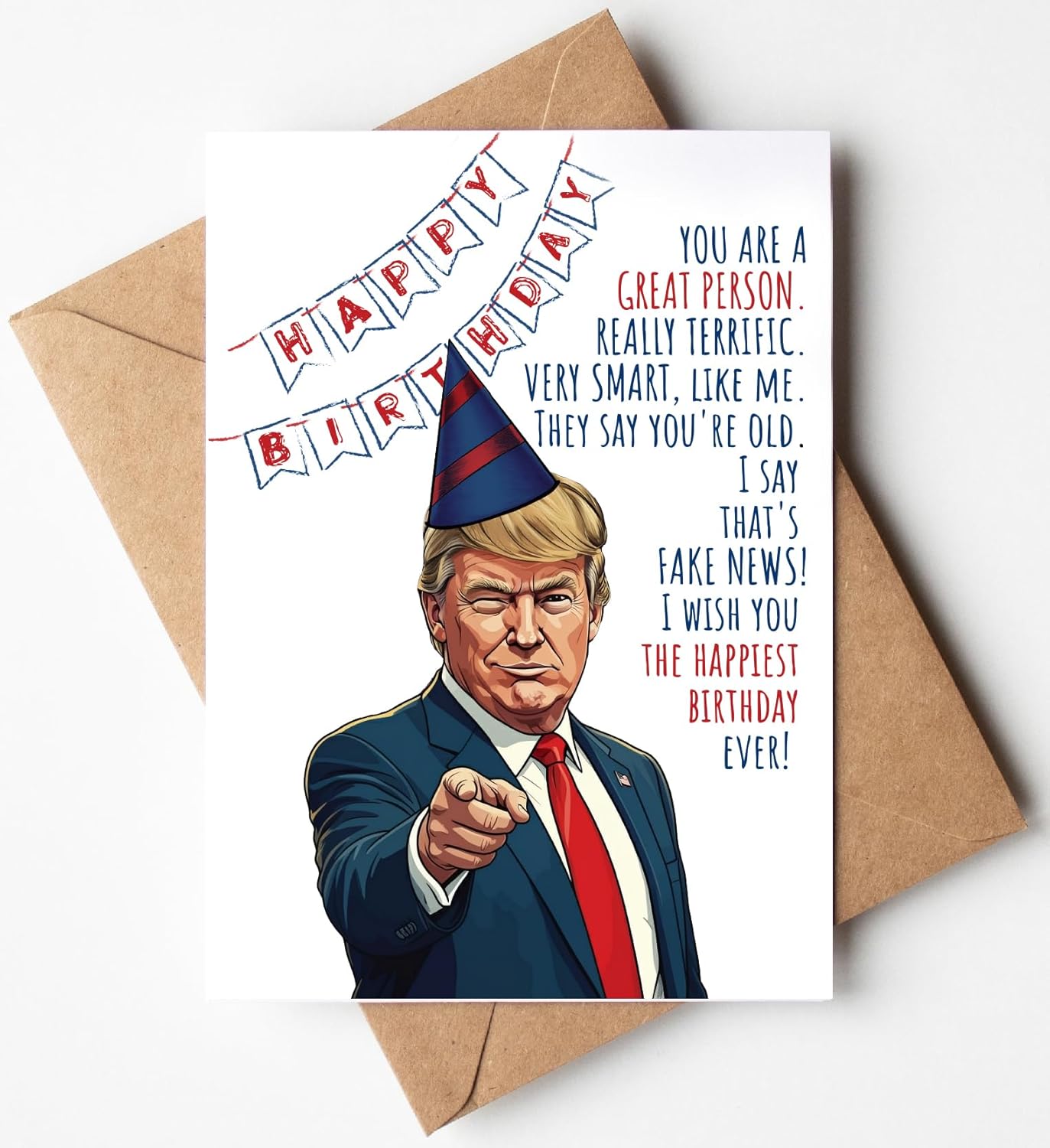 Funny Trump Birthday Card for Women Men - Humorous Donald Trump Gift Ideas for Him Her - Great for 30th, 40th, 50th, 60th Birthday Gifts for Mom Dad Best Friends - Bday Card for Best Friend Coworker