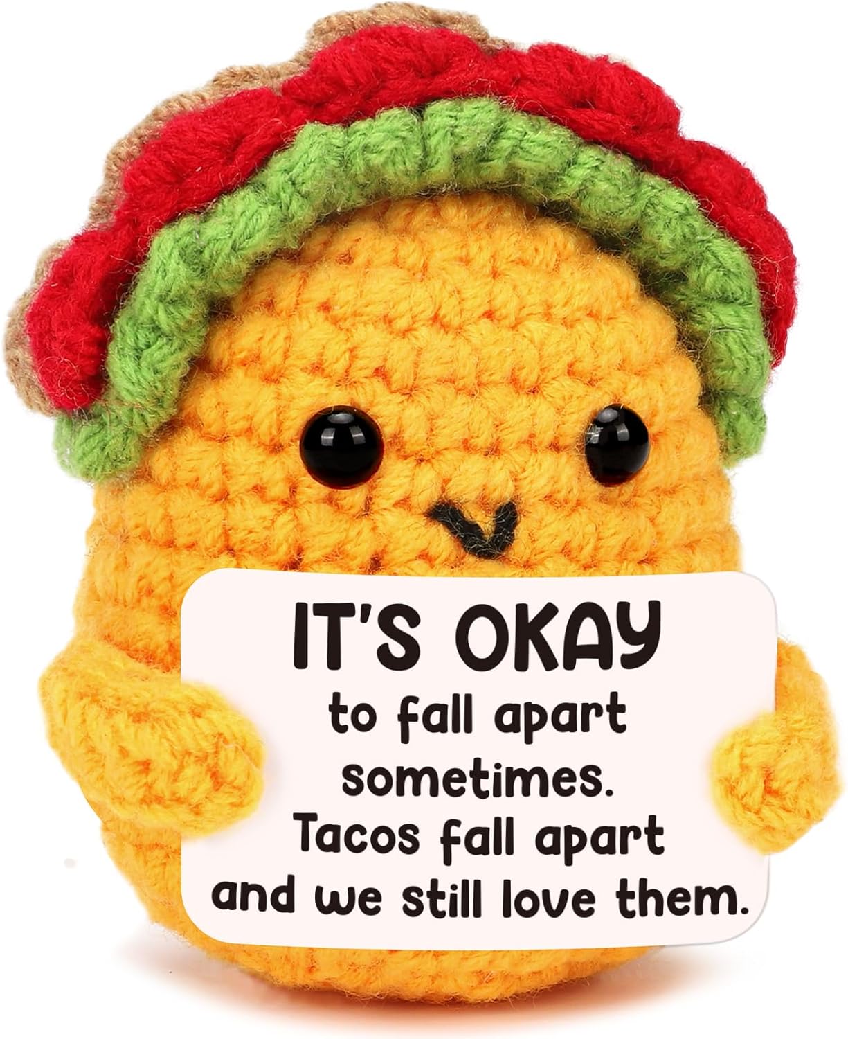 Positive Crochet Taco Birthday Gifts for Women Men Valentines Decor Easter Basket Stuffers Essentials Gift Kids Son Mom Dad Daughter Sister Friend Coworkers Self Care Emotional Inspirational Support