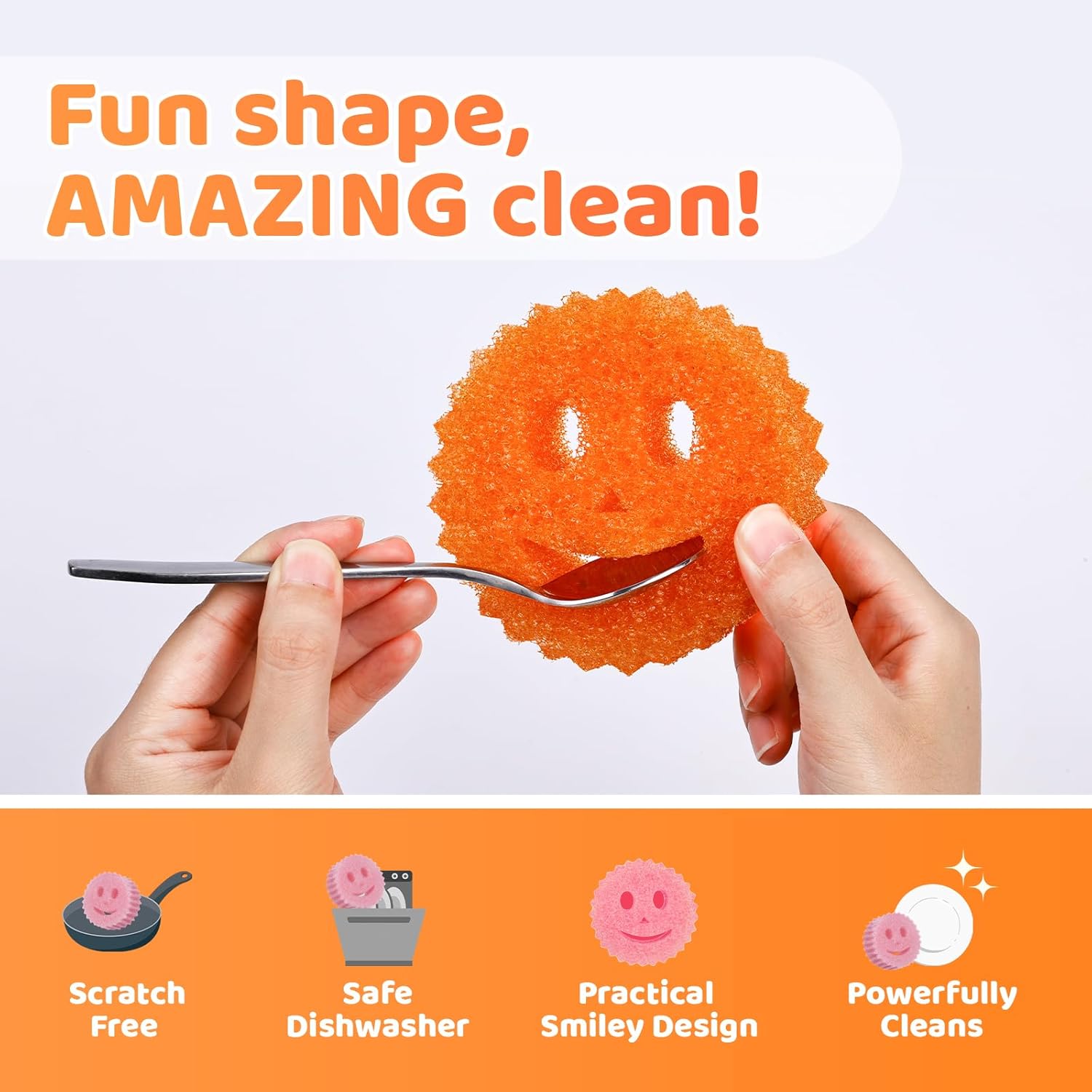 12 Colorful Smile Scrub Sponges, Temperature Controlled Dish Sponge, Bulk Kitchen Sponges for Cleaning, Multi Functional Cleaning Sponge for Kitchen, Bathroom, Floor