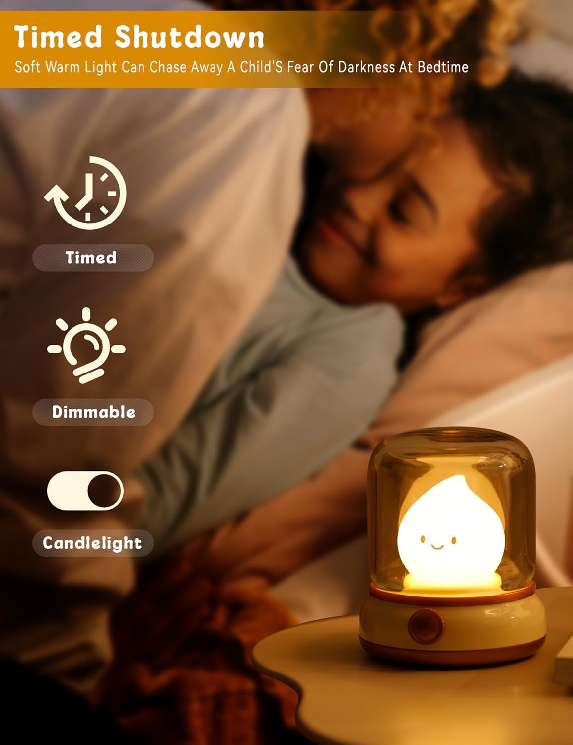 Flameless Candles Lamp, Led Candles,Cute Kerosene Lamp,Silicone Flame Amber Light,Adjustable Dimmable Rechargeable Night Light for Kids,Girls,Teenager Kids Bedroom Christmas