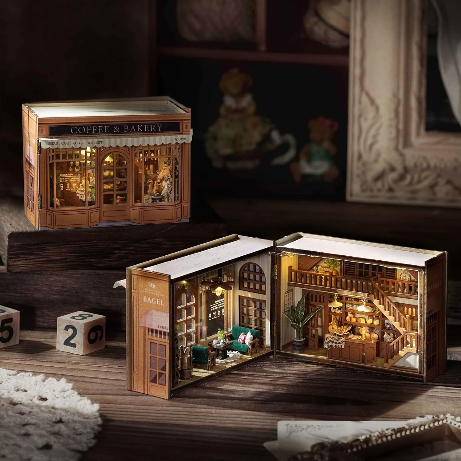 DIY Miniature House Kit, CUTEROOM Mini House Kit for Adult to Build, Wooden Dollhouse Making Kit with Furniture, Christmas Birthday Gifts