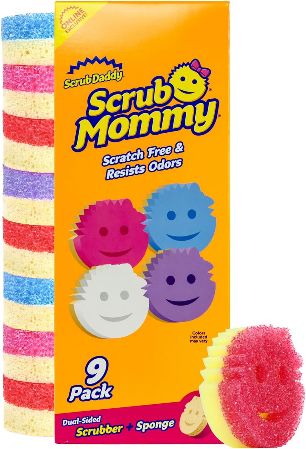 Scrub Daddy Scrub Mommy Sponges - Dish Scrubber + Non-Scratch Cleaning Sponges Kitchen, Bathroom + Multi-Surface Safe - Dual-Sided Dish Sponges for Scrubbing - Online Exclusive (3 Count)