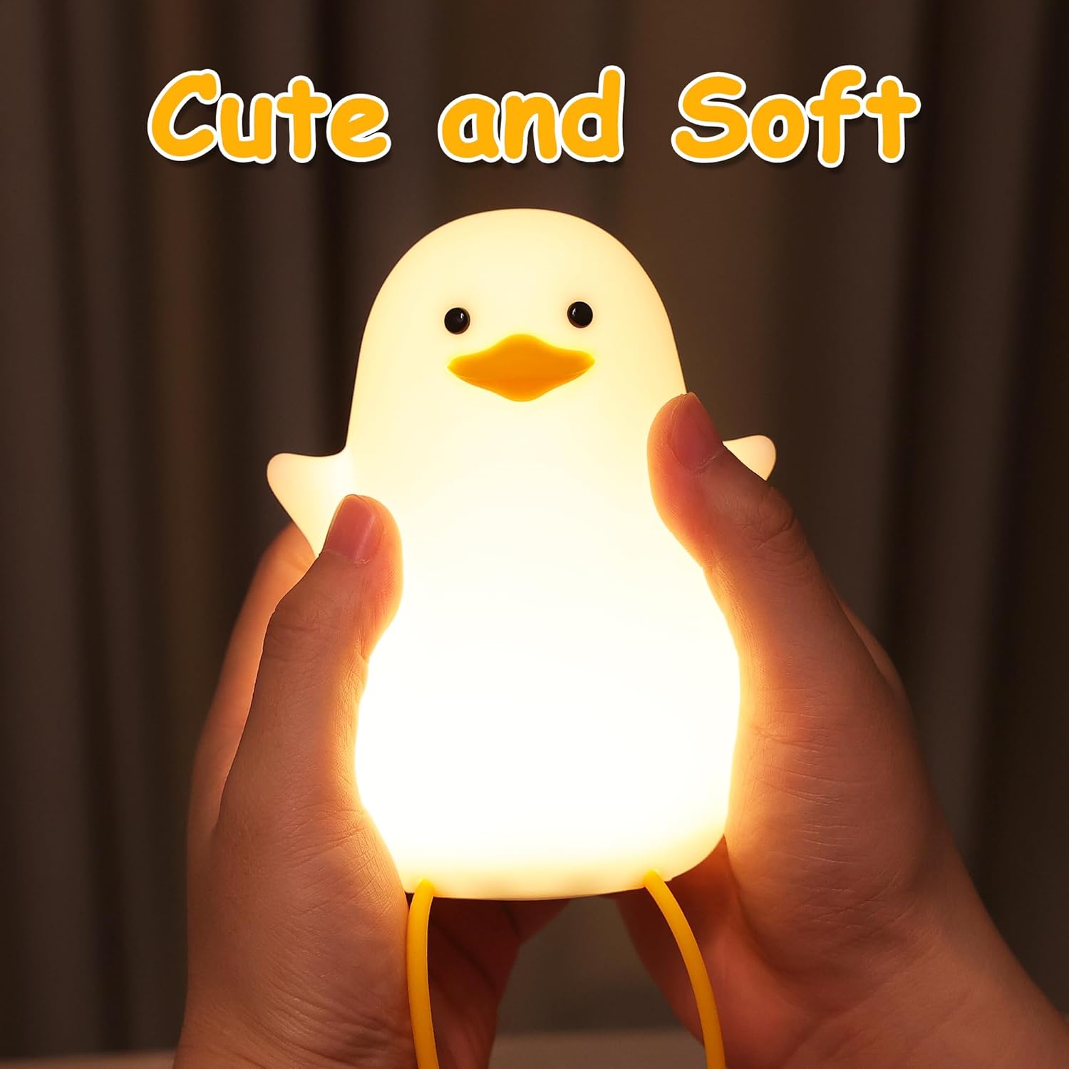 Duck Night Light, Squishy Duck Lamp, Cute Bedside Ducks Funny Nightlight with Dimmer & Timer & Rechargeable for Room Decor, Duck Gifts for Girls, Boys, Women, Little Ones-Cowboy Duck