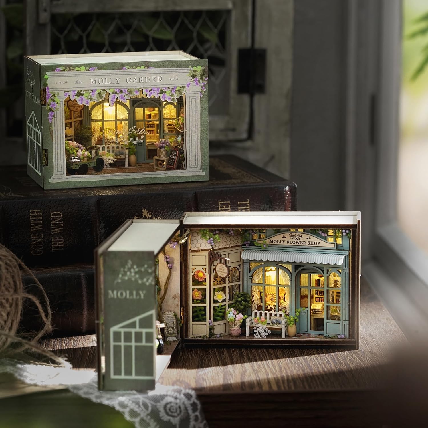 DIY Miniature House Kit, CUTEROOM Mini House Kit for Adult to Build, Wooden Dollhouse Making Kit with Furniture, Christmas Birthday Gifts