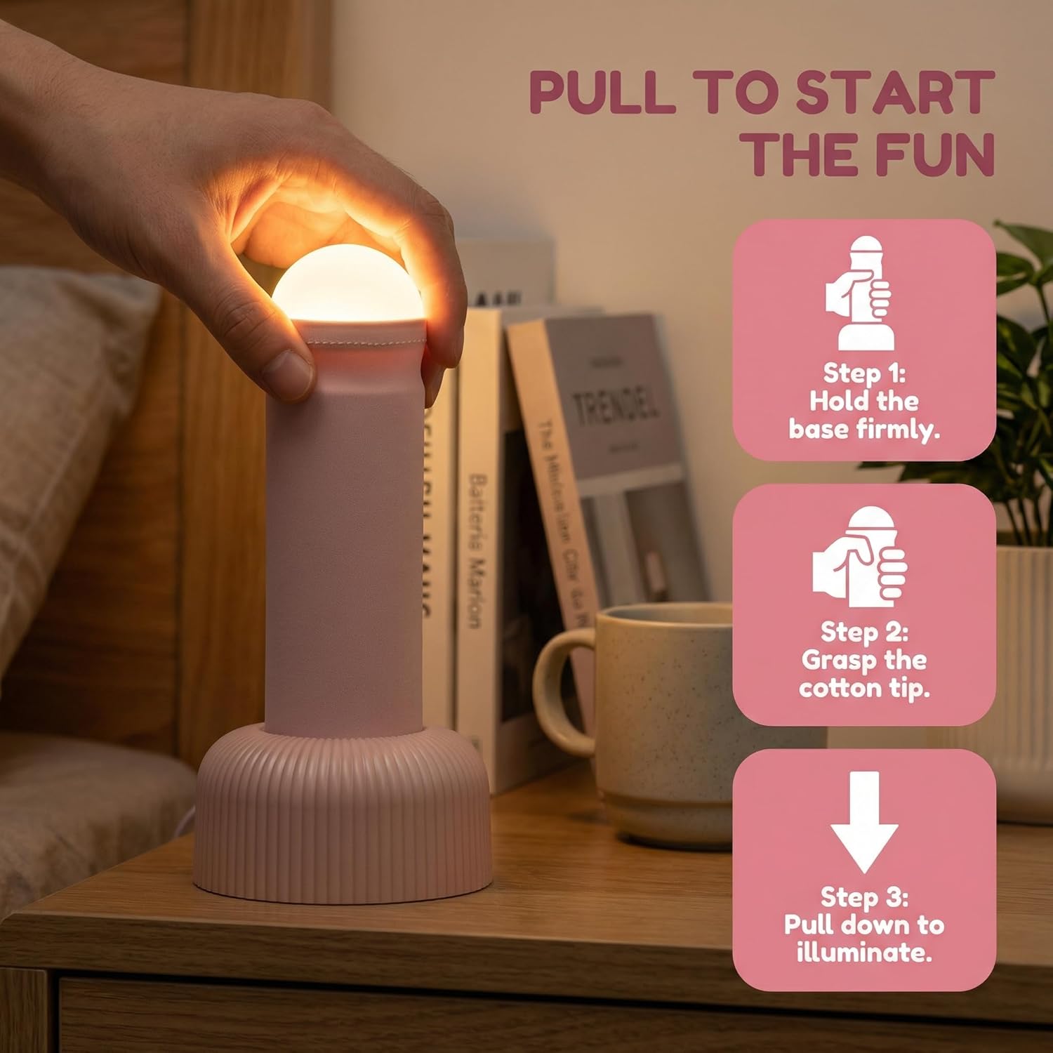 Funny Night Light, Adult Gag Gift, Rechargeable Creative Column LED Lamp, Bedside Lamp for Bedroom, Weird Nightlight, Prank Decoration, Party Humor, Birthday White Elephant(Pink)