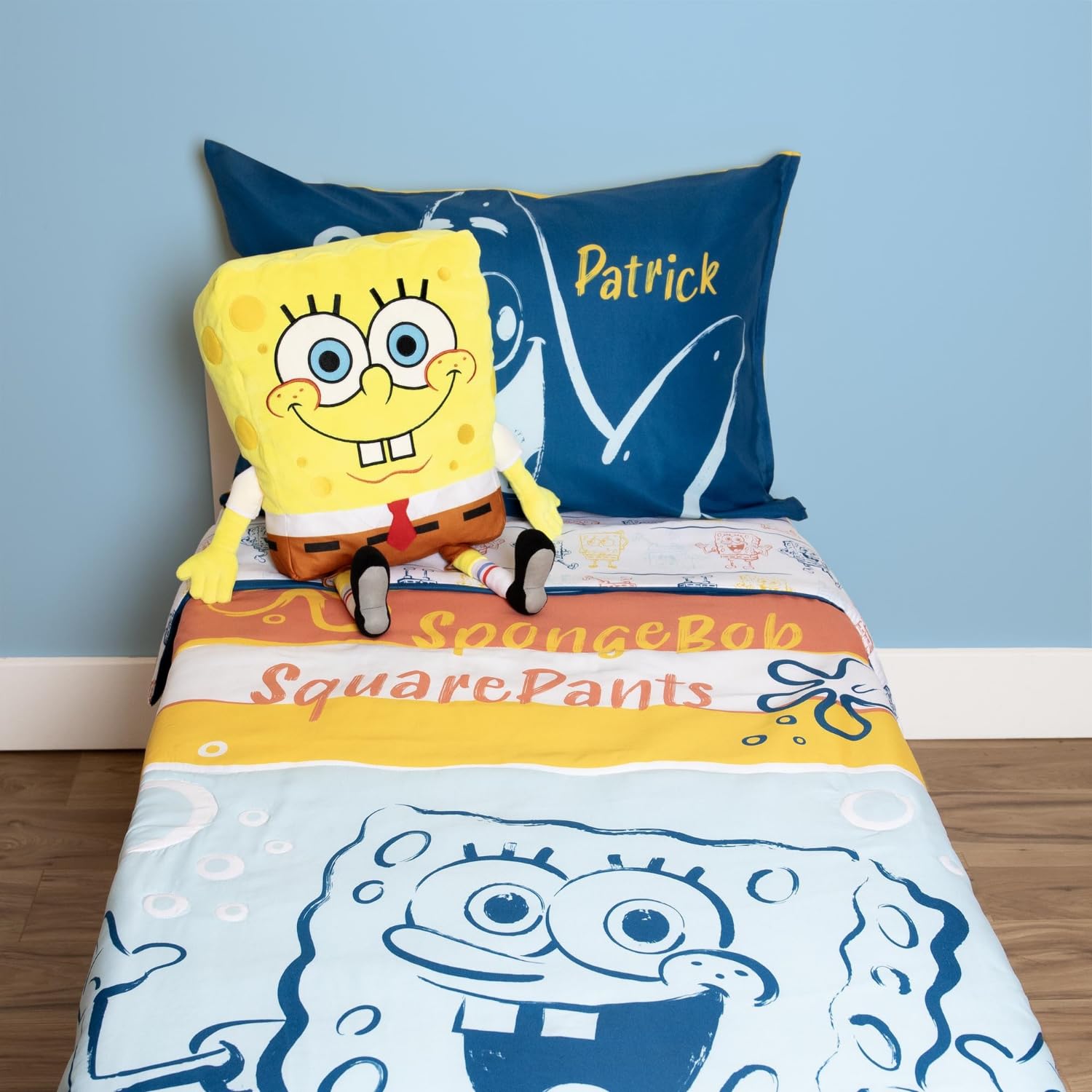 NoJo Spongebob Squarepants Plush Toddler Cuddle Pillow Soft Character for Kids Decorative for Travel, Playtime, Nursery Décor, Gifting, Daycare (Officially Licensed Product)