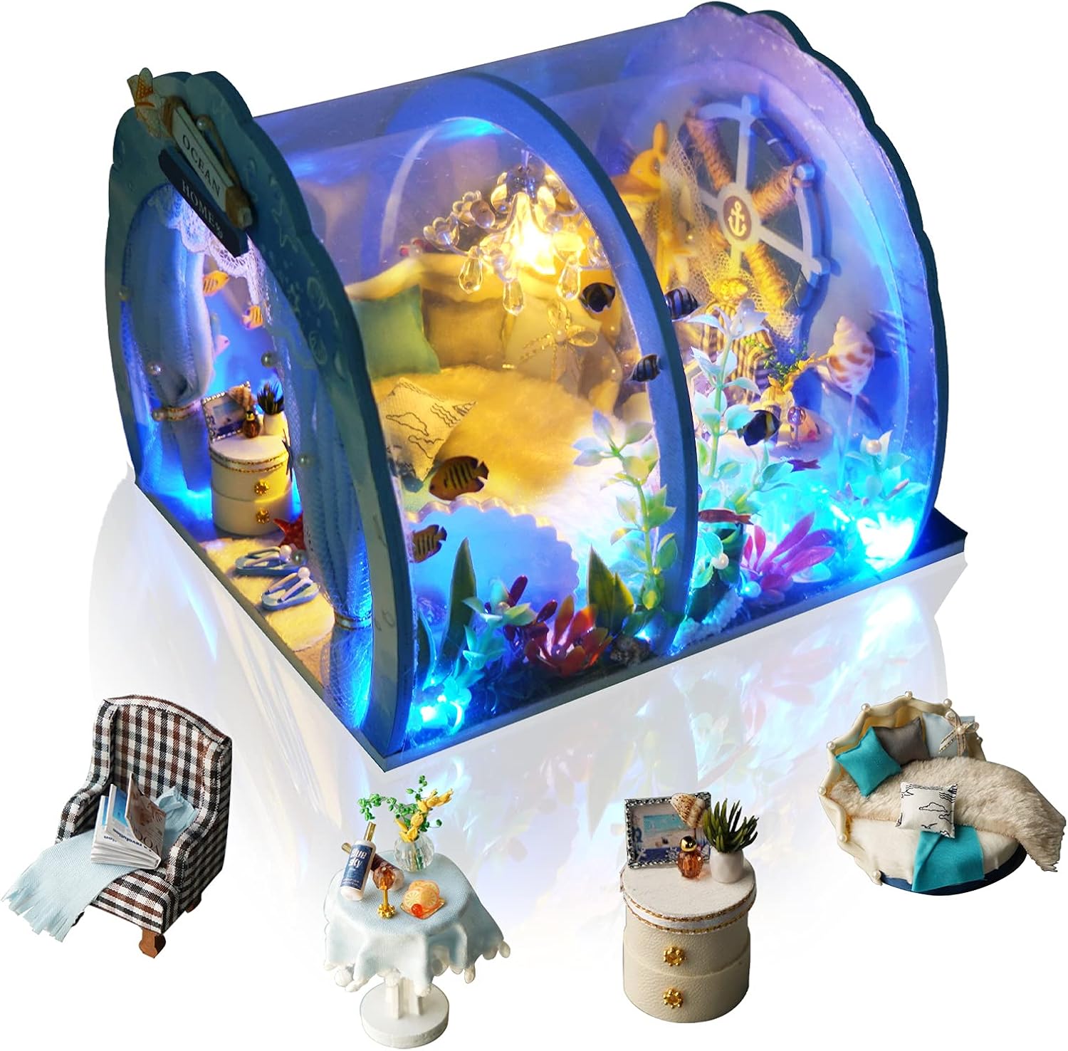 GuDoQi DIY Miniature Dollhouse Kit, Tiny House kit with Music, Miniature House Kit 1:24 Scale, Great Handmade Crafts Gift for Birthday, Christmas Night