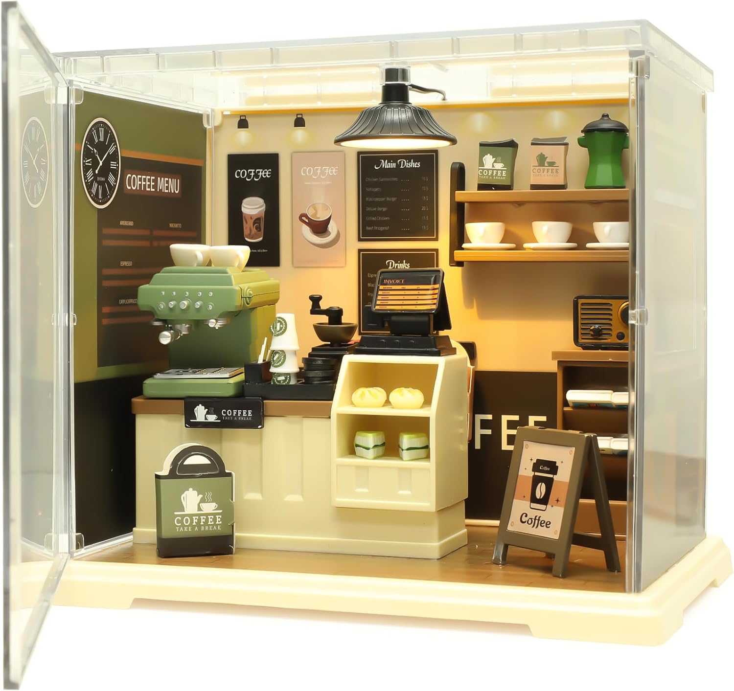 Kitchen Miniature House Kit, Mini Model Kits with Home Decor Furniture and LED, DIY Dollhouse Kit for Adults Teens to Build, Dollhouse for Mini Figures Decor, Gifts for Family, Friends