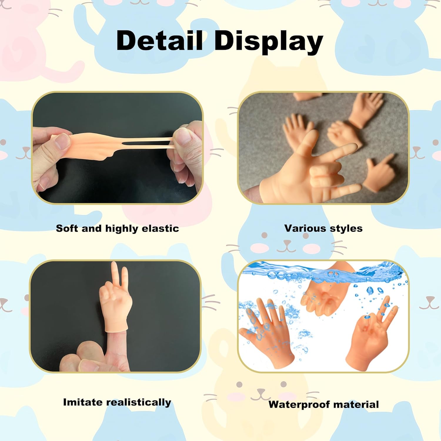 10 PCS Mini Hands, Tiny Premium Rubber Small Little Hands Realistic Miniature Plastic Portable Finger Gifts for Cat Puppet Show