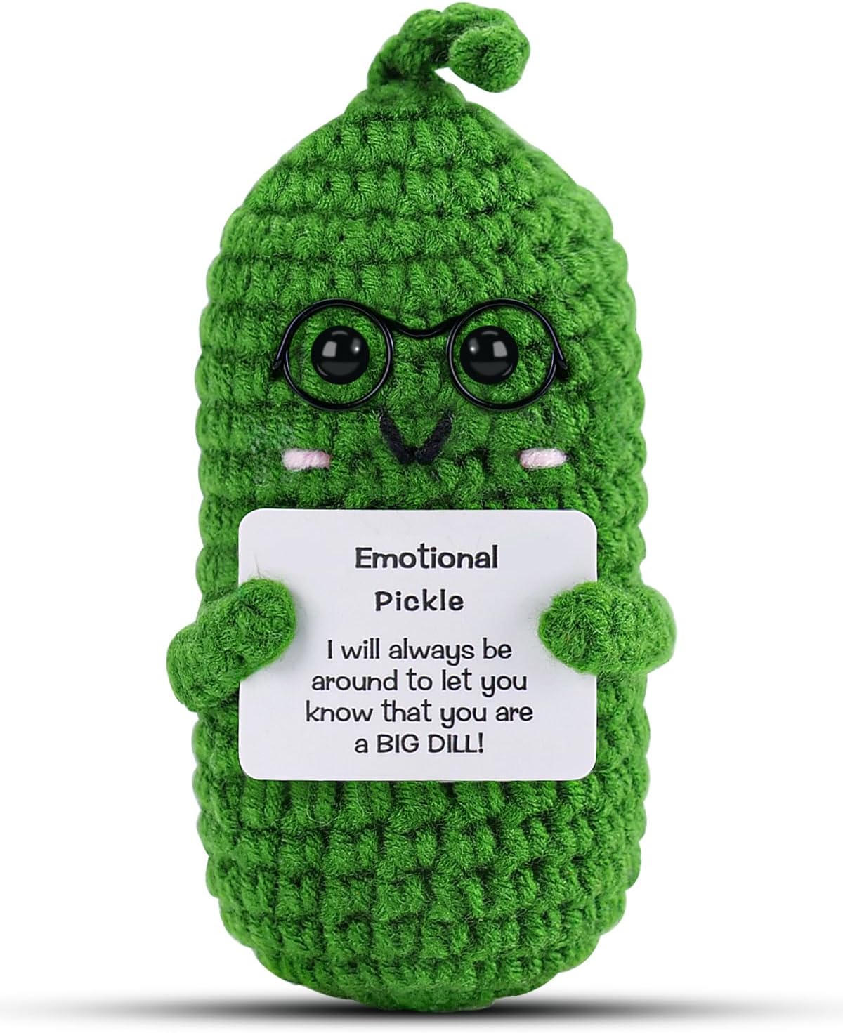 Hoedia Emotional Pickle Small Mother’s Day Easter Gifts for Women Men Her Him, Crochet Cucumber Cute Funny Inspirational Support Stuffers College Office Friend Birthday Basket Filler Decorations