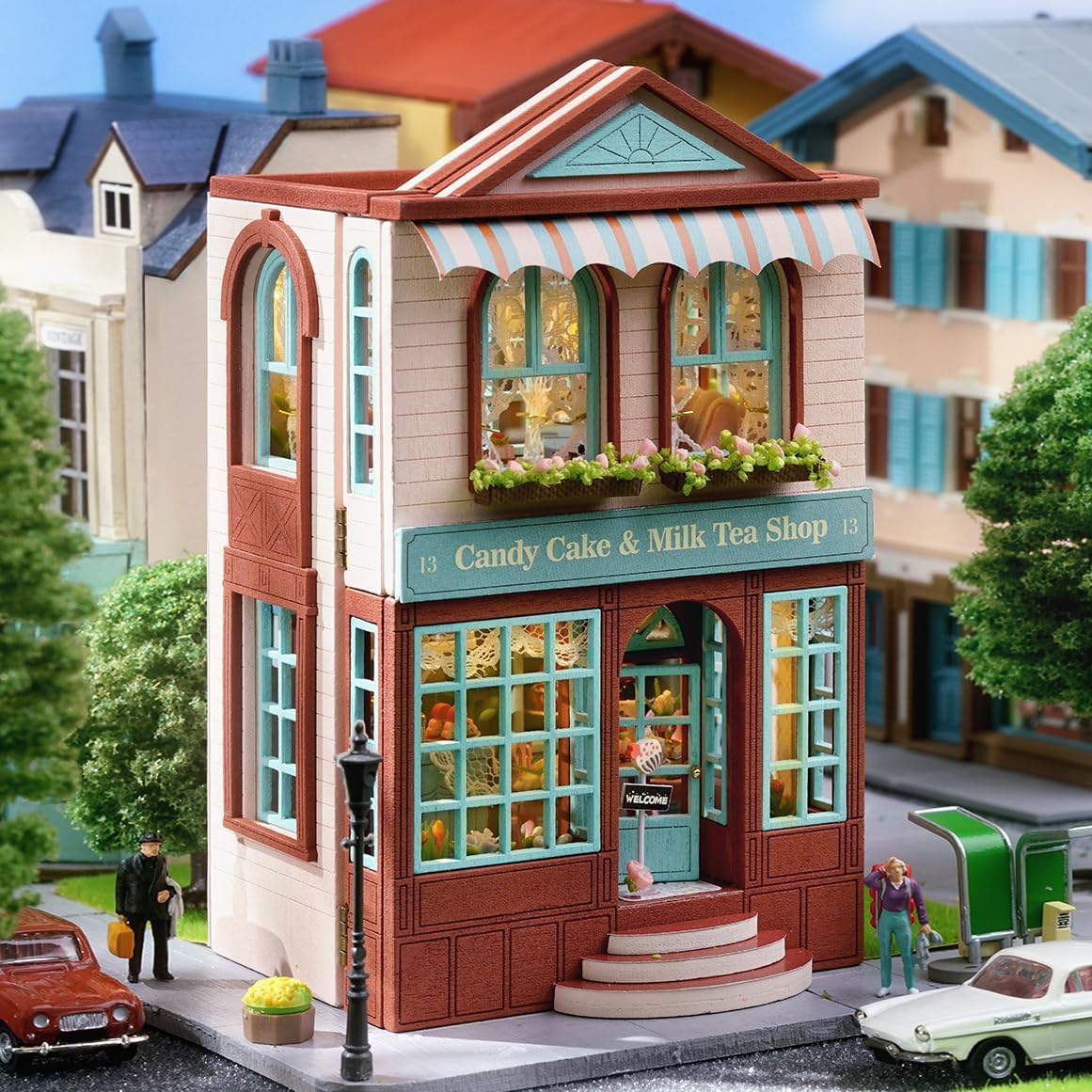 CUTEROOM Wooden Miniature House Kit - DIY Tiny House Making Kit with Furniture, Dollhouse Gift for Women and Girls (Romantic Castle)