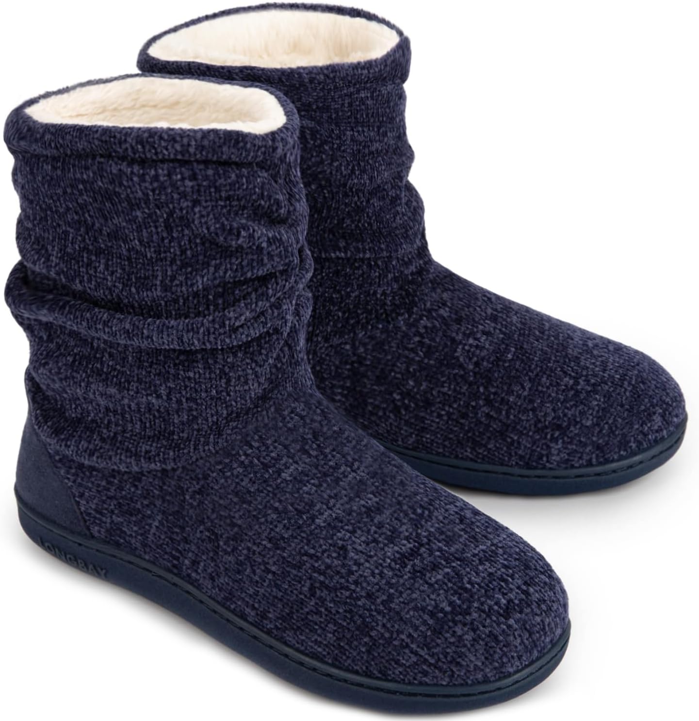 LongBay Women's Cozy Winter Slipper Boots Warm Chenille Knit Bootie Memory Foam Non-Slip Indoor Outdoor House Shoes