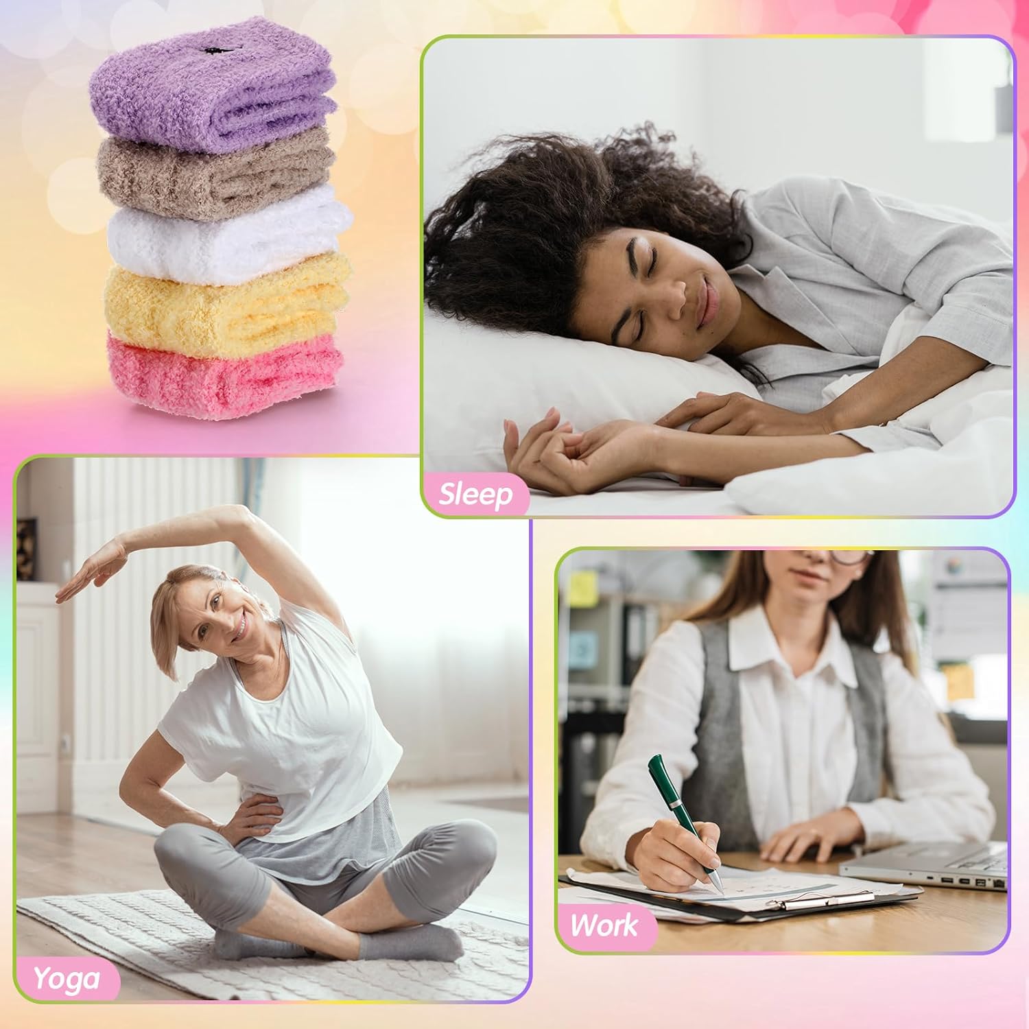 10 Pairs Womens Fuzzy Socks Soft Thick Fluffy Cozy Slipper Socks Cute Winter Warm Plush Sleeping Gifts for Women