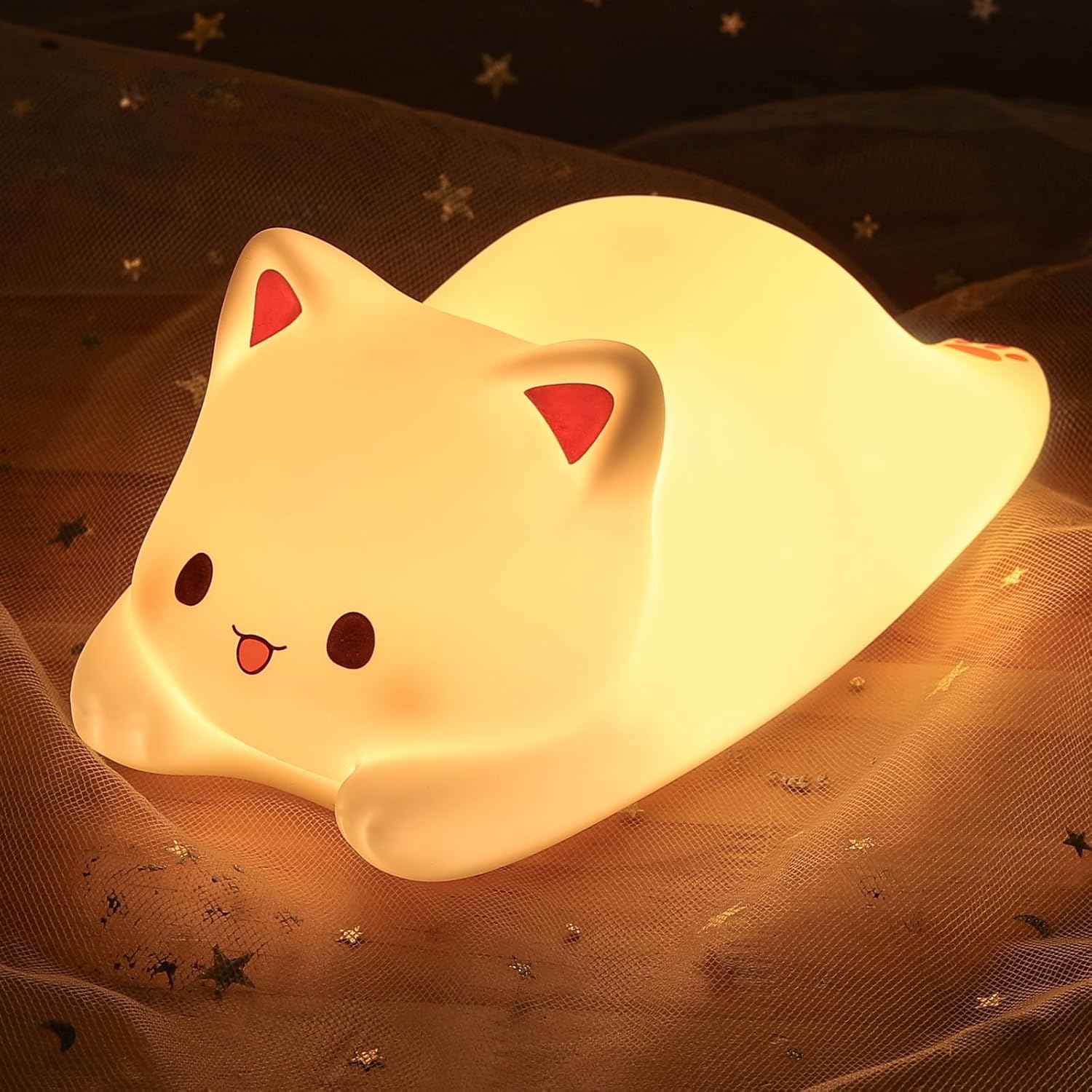 LOVERUIS Axolotl Night Light for Kids Gifts Squishy Nightlight for Kid Room Decor Girls Rechargeable 1/3 Hours Timer Lamp Colorful Cute Lights Toddle Baby (Big Eye)