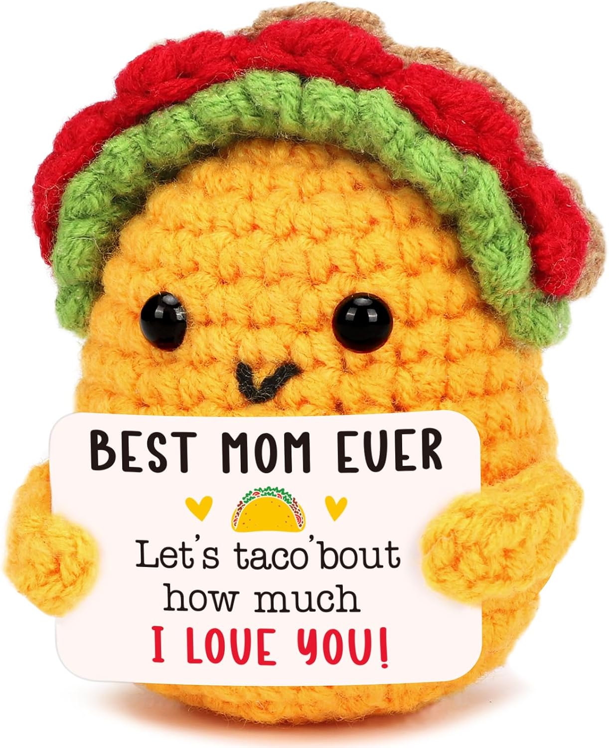 Mini Emotional Taco Support 21st 30th 40th Birthday Gifts for Women Men Easter Basket Stuffers Essentials Teen Boys Girls Friend Sister Mom Dad Coworker Inspirational Self Care Positive Crochet Animal