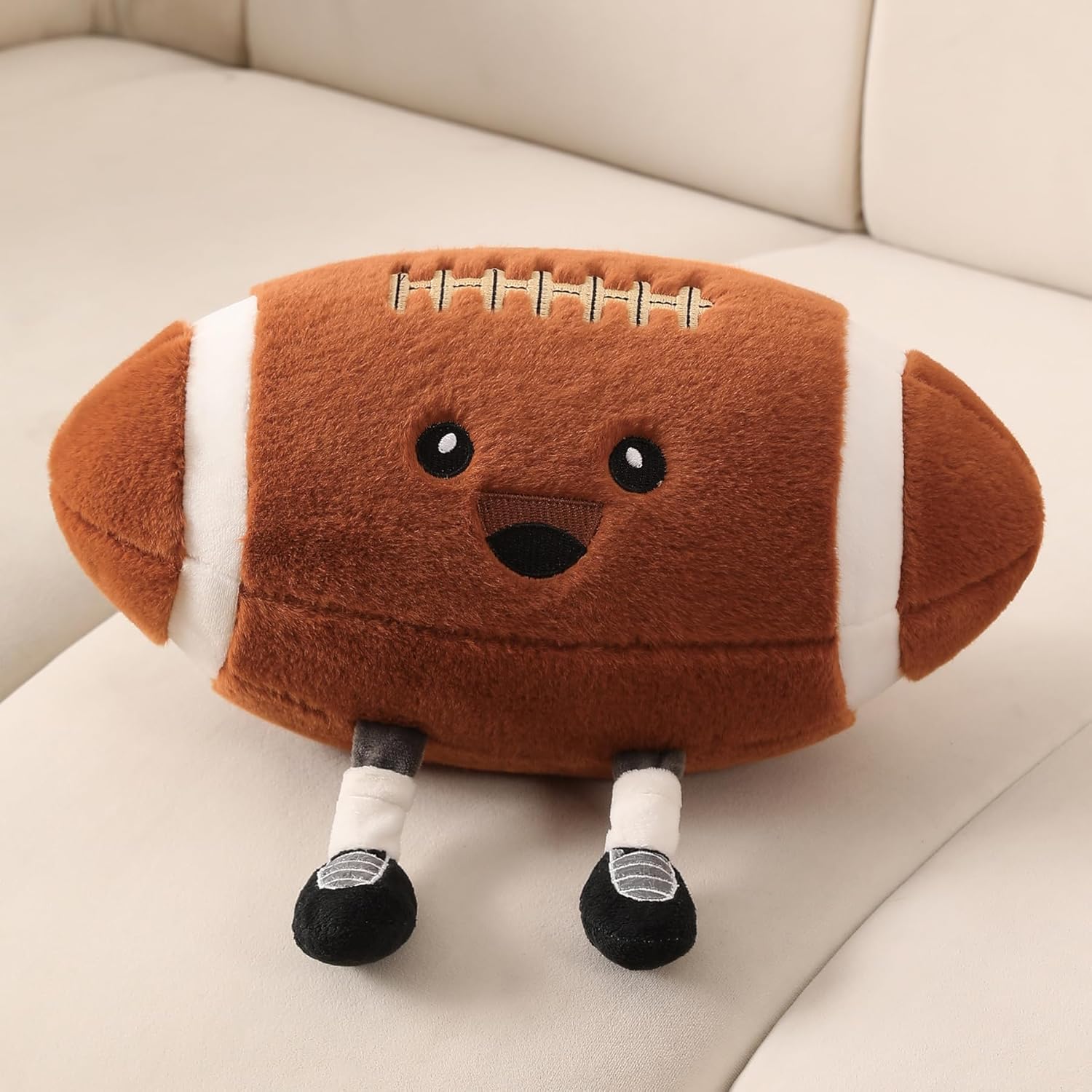 Football Plush, Funny Football Stuffed Animal Toy for Kids, Cute Football Plush Gift for Fans, Sport Throw Pillow for Boys Room Decor, Couch or Bed Valentines Day Gifts (Football 9 Inch)