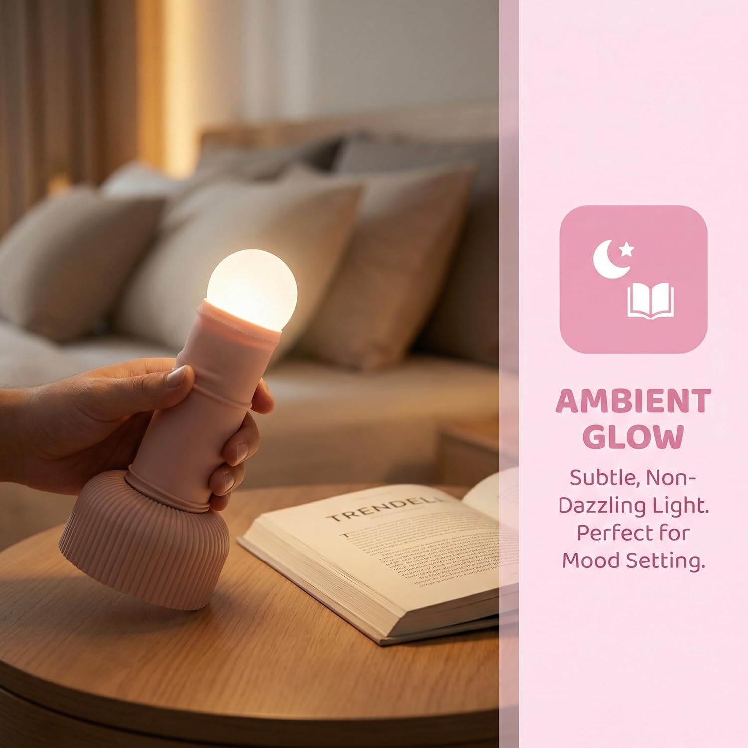 Funny Night Light, Adult Gag Gift, Rechargeable Creative Column LED Lamp, Bedside Lamp for Bedroom, Weird Nightlight, Prank Decoration, Party Humor, Birthday White Elephant(Pink)