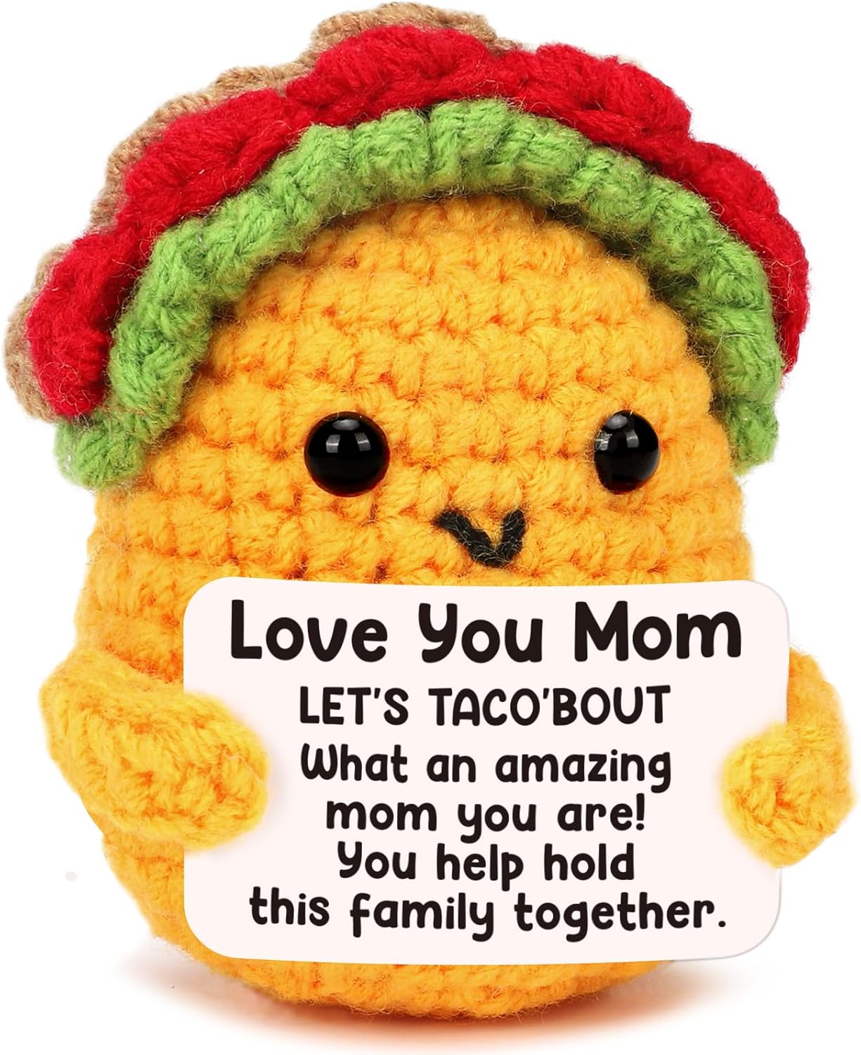 Positive Crochet Taco Birthday Gifts for Women Men Valentines Decor Easter Basket Stuffers Essentials Gift Kids Son Mom Dad Daughter Sister Friend Coworkers Self Care Emotional Inspirational Support