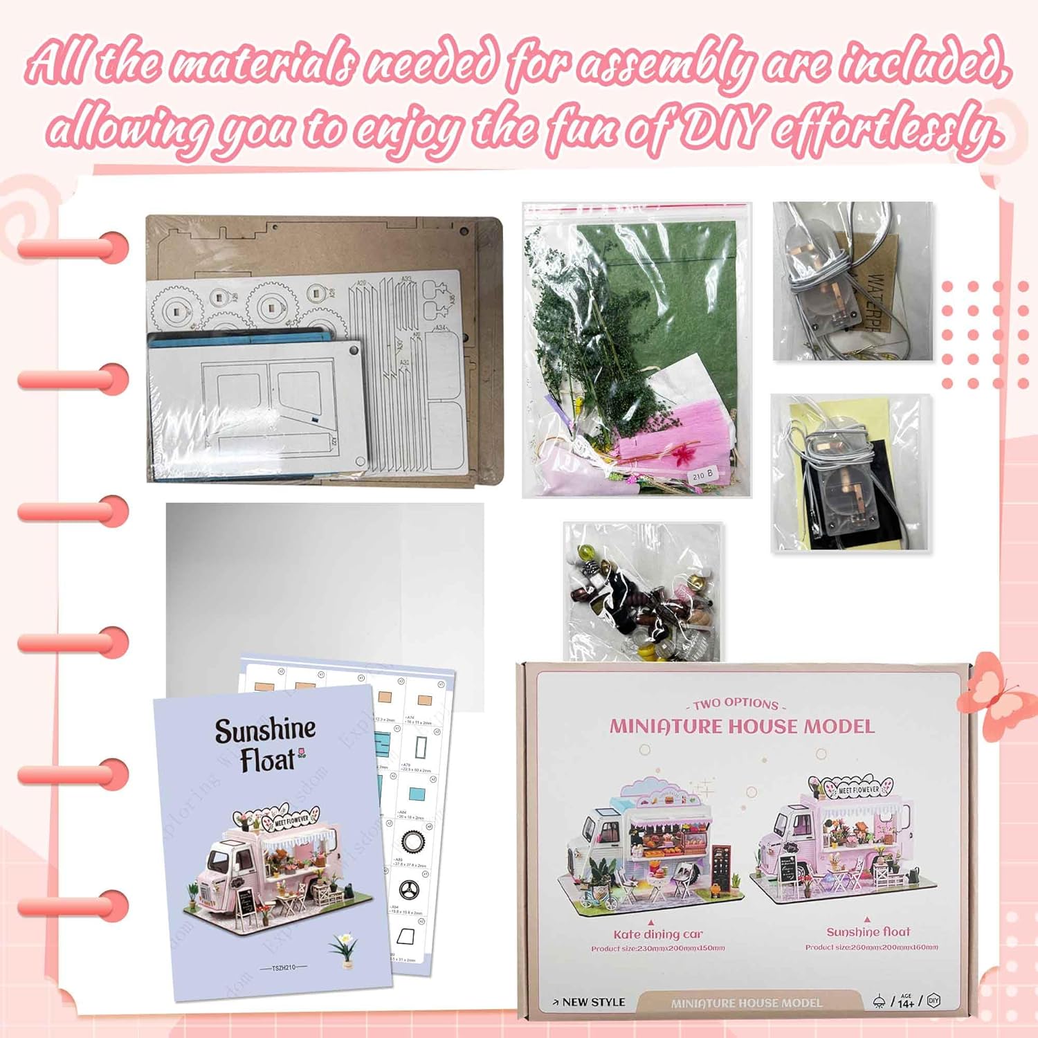 Flever DIY Miniature House Kit, Tiny Home Kit with LED Light, Mini House Build Craft Kits for Adults and Teens, Home Decor Creative Gift for Family/Friends (Sunshine Float)