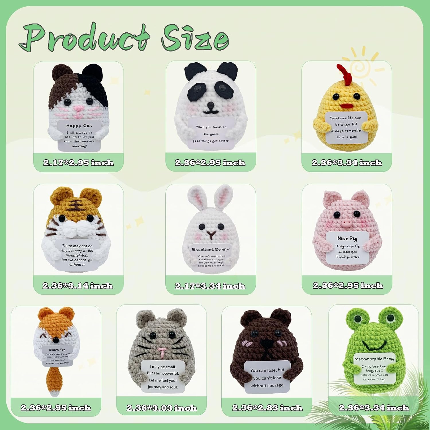 10Pcs Bulk Valentines Day Gifts for Women Coworkers Kids Adults Decor Positive Crochet Mini Animals Teacher Employee Staff Appreciation Thank You Gift Small Cute Toy for Men Teens