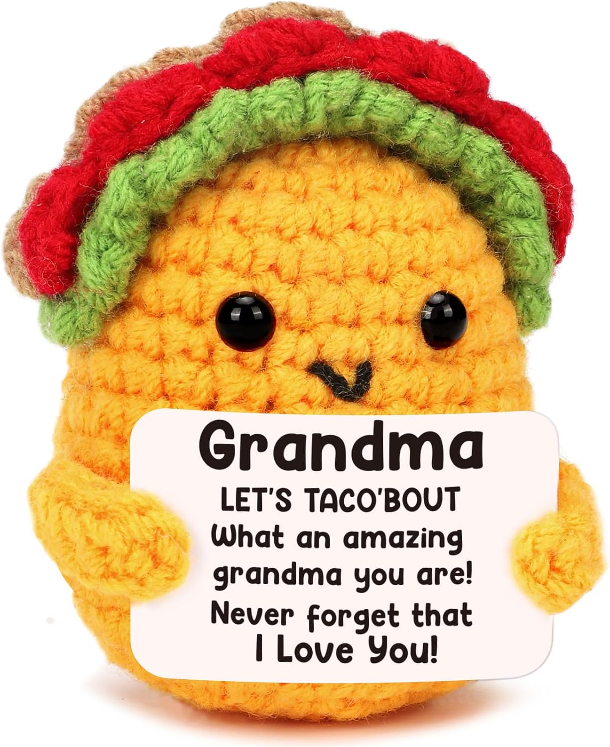 Positive Crochet Taco Birthday Gifts for Women Men Valentines Decor Easter Basket Stuffers Essentials Gift Kids Son Mom Dad Daughter Sister Friend Coworkers Self Care Emotional Inspirational Support