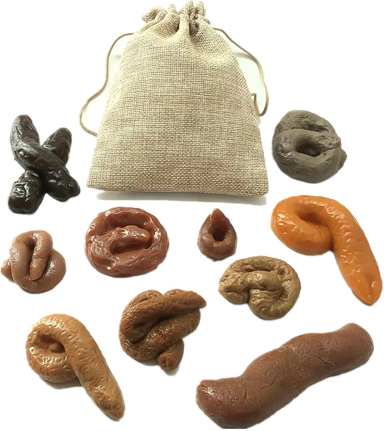 10 Pieces Fake Poo Realistic Fake Turd Prank Floating Poo, Fake Dog Poop Toys with Drawstring Bags for Halloween April Fools' Day Prank Party Supplies