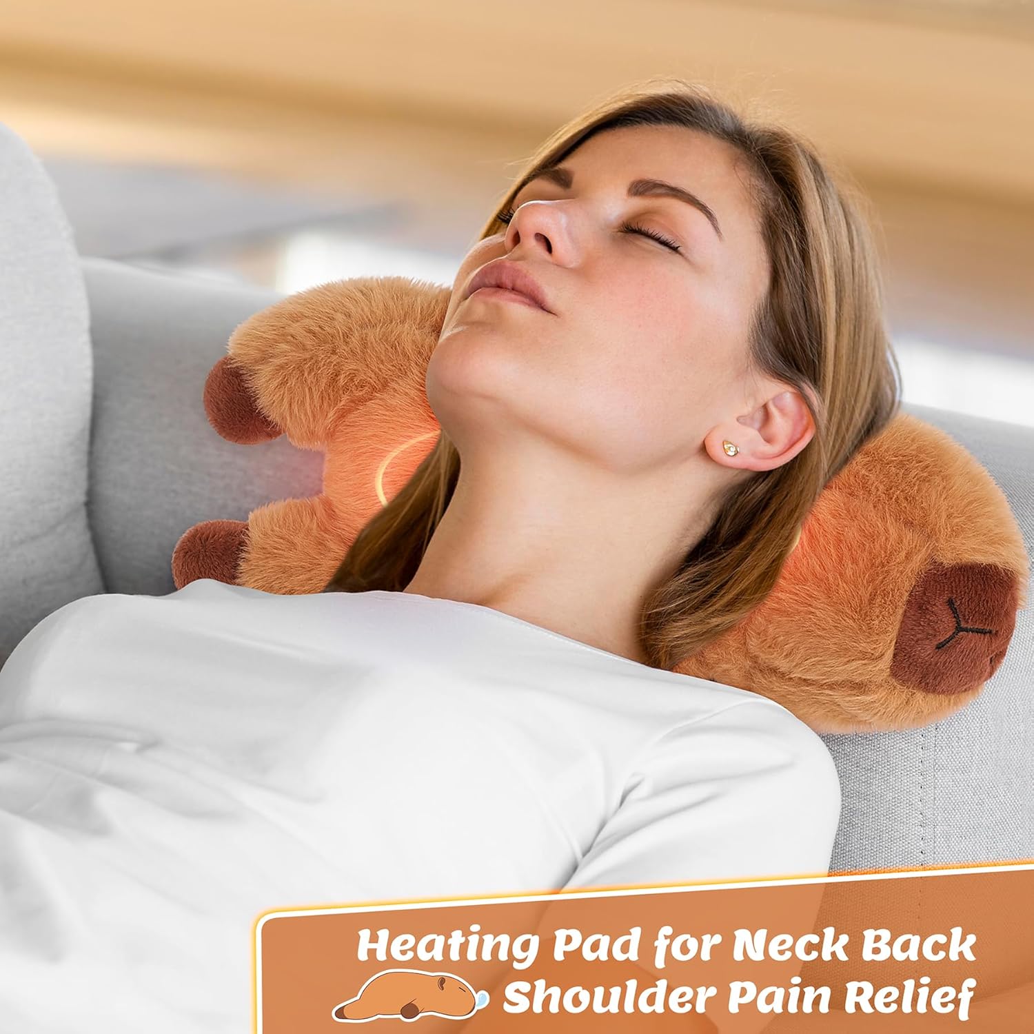 1.8lb Capybara Microwavable Heating Pad-14'' Cuddly Capybara Heating Pads for Cramps &Period Pain Relief for Women,Heatable & Coolable Stuffed Animals Bedtime Birthday Gift for Women Kids