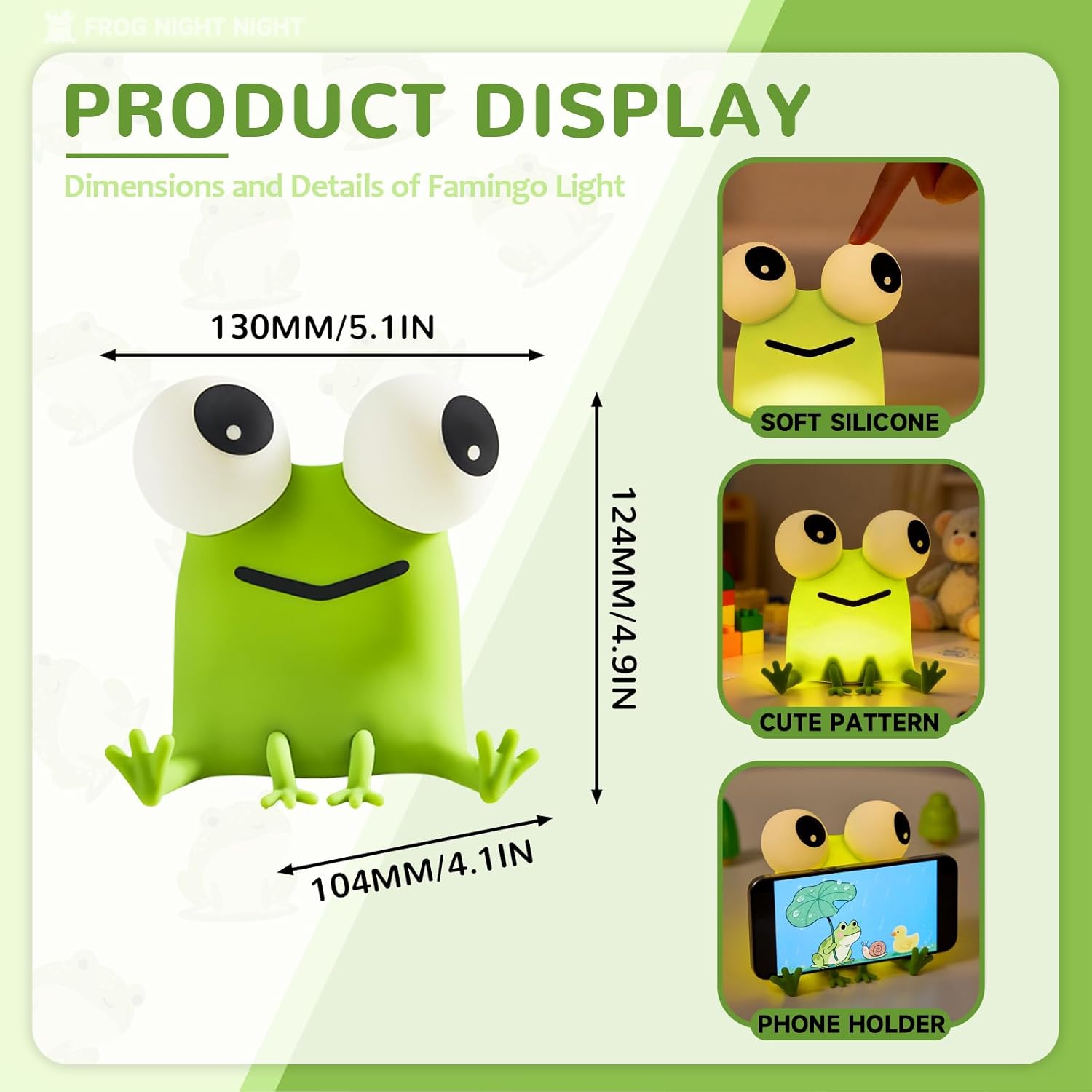 Frog Night Light for Kids, Dimmable Silicone Night Light for Nursery,Frog Lamp Suitable for Boys and Girls Room Decor