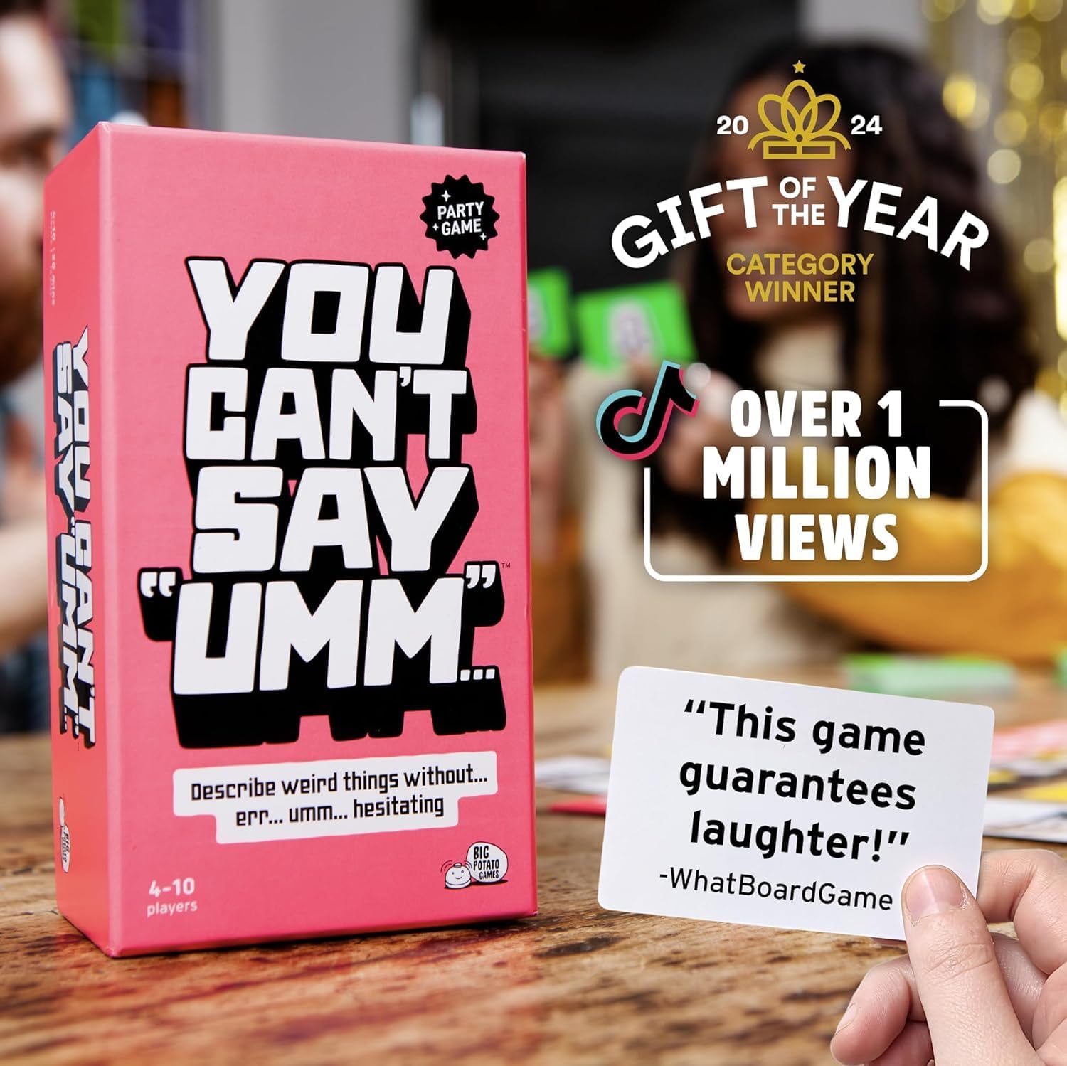 Big Potato You Can't Say UMM: A Party Game for Family and Adults, Fast-Paced Family Word Game, Must Have for Game Night, Bonus Content Included