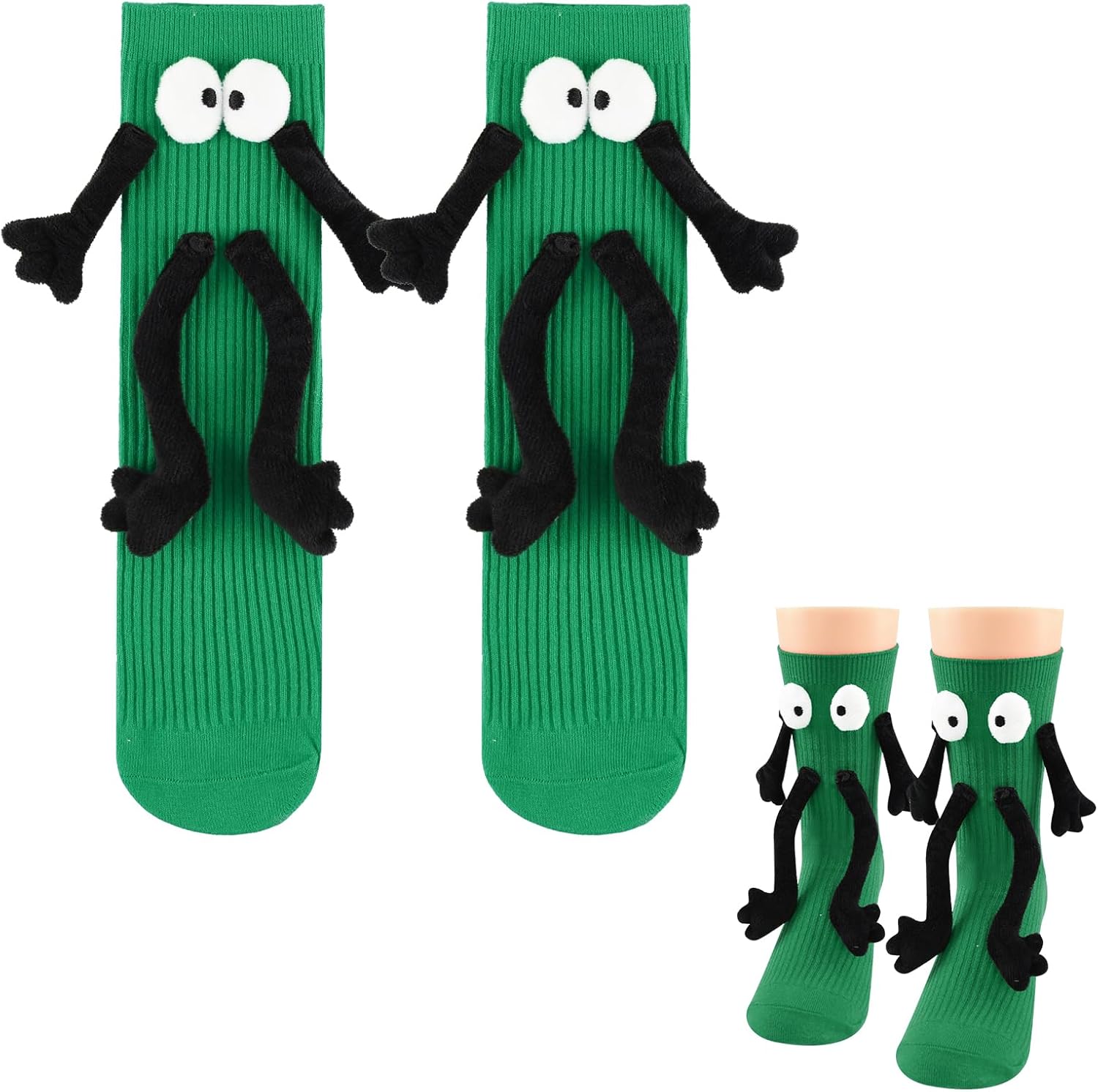 1 Pair Holding Hands Socks for Kids Boys Girls, Funny Cute Magnetic Novelty Crazy Silly Gifts Socks 4-11 Years